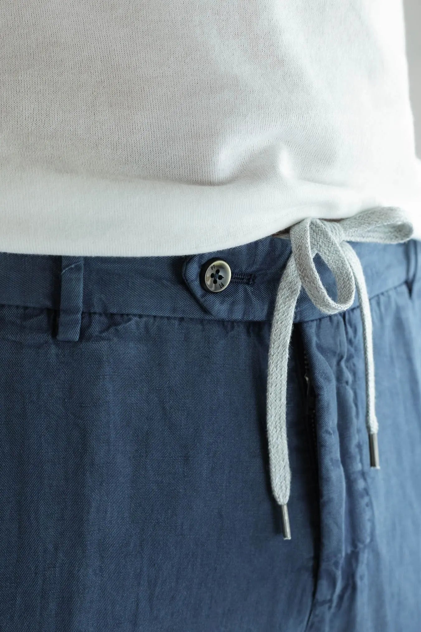 PT Pantaloni Coulisse Washed Spigati Blu