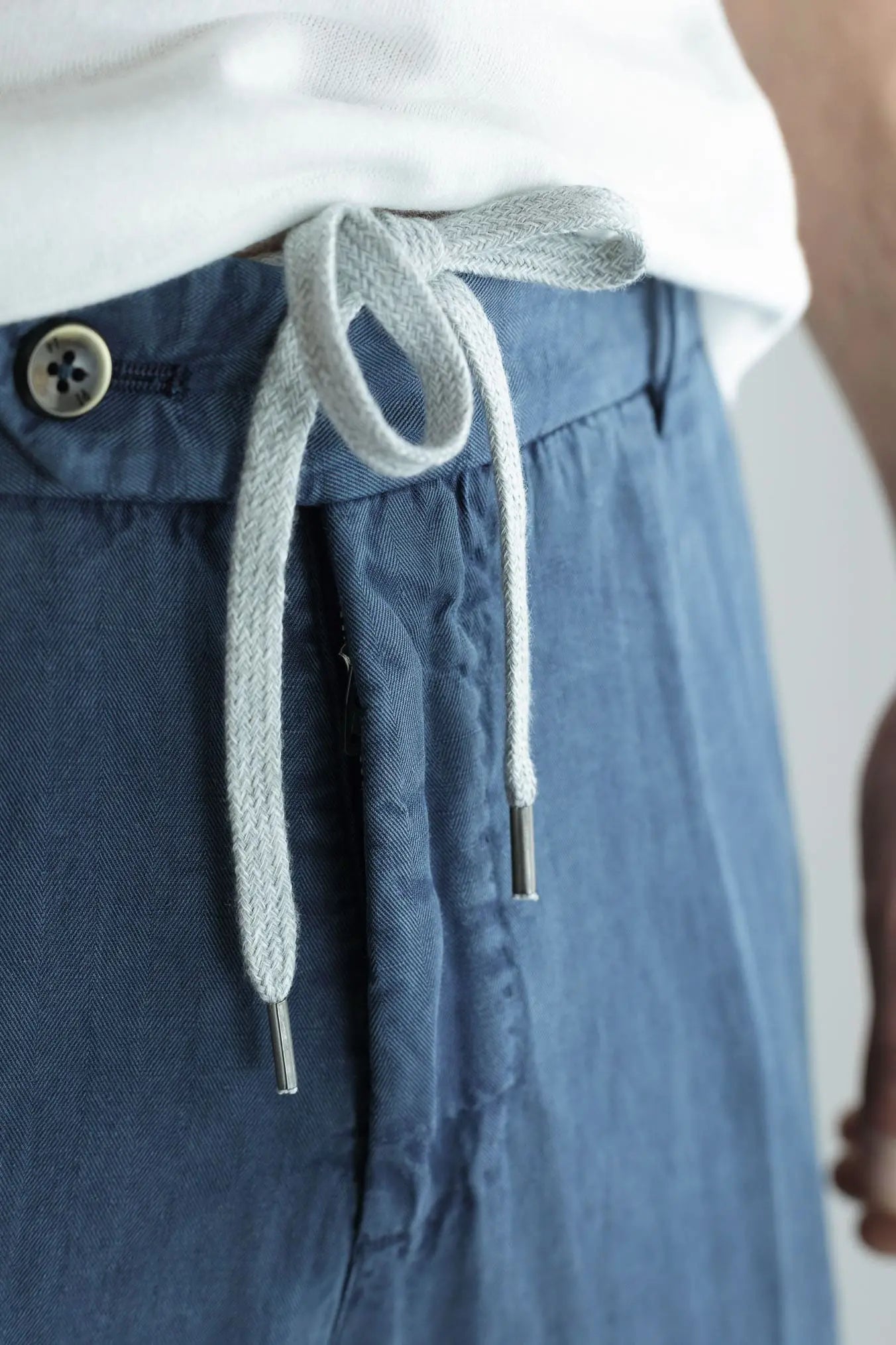 PT Pantaloni Coulisse Washed Spigati Blu