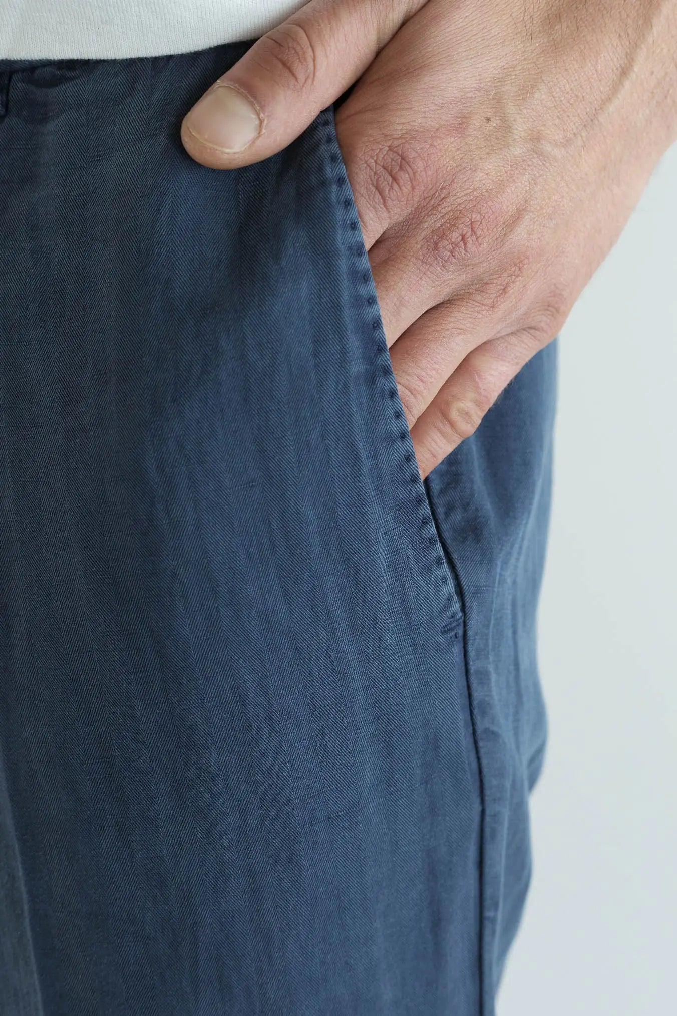 PT Pantaloni Coulisse Washed Spigati Blu