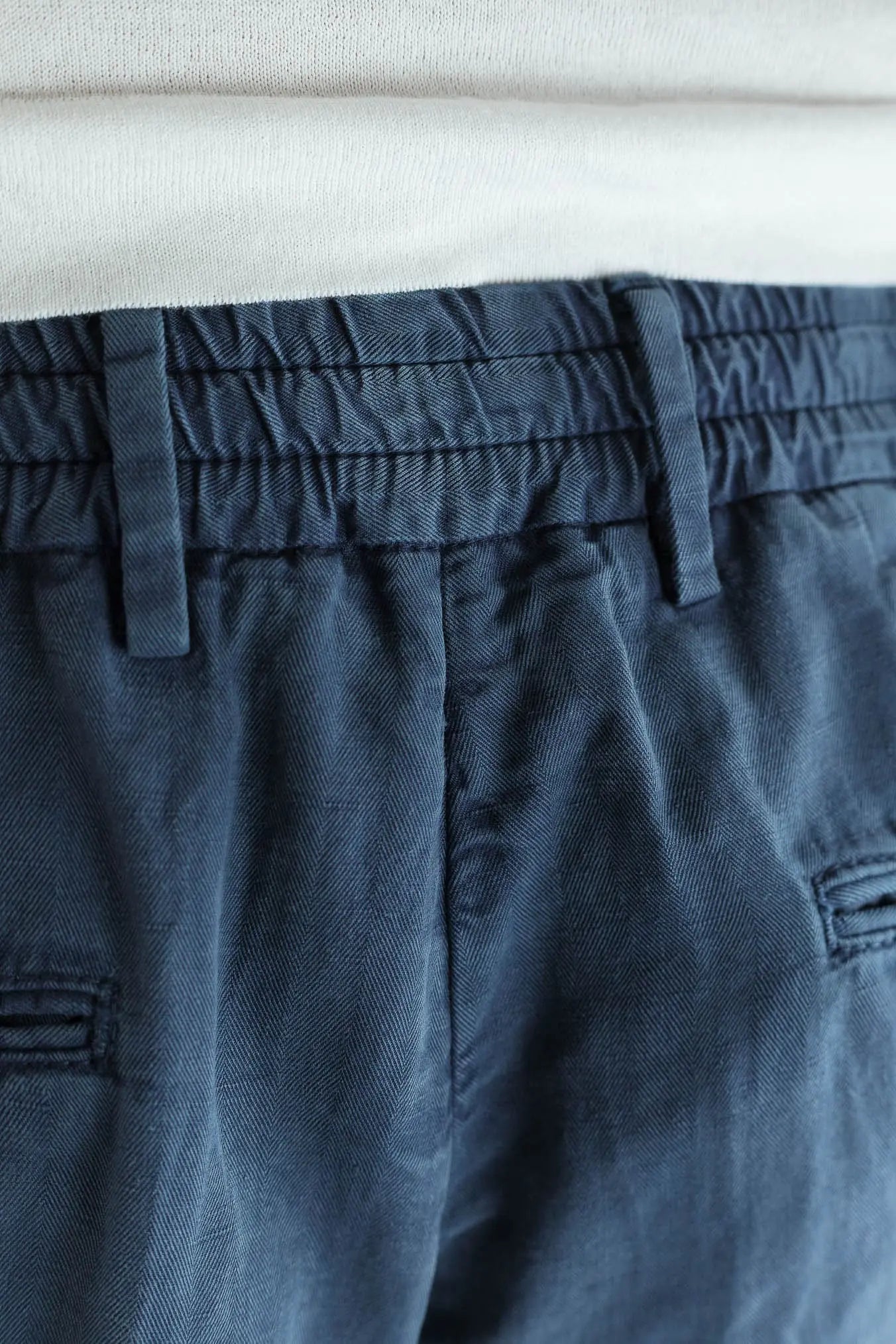 PT Pantaloni Coulisse Washed Spigati Blu