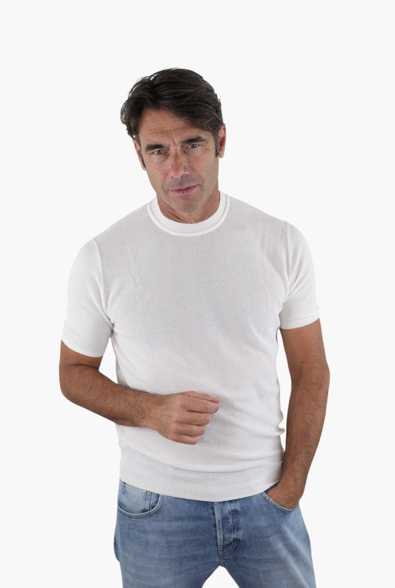 RAKKI' Girocollo Maniche Corte Marlon Brando Bianco