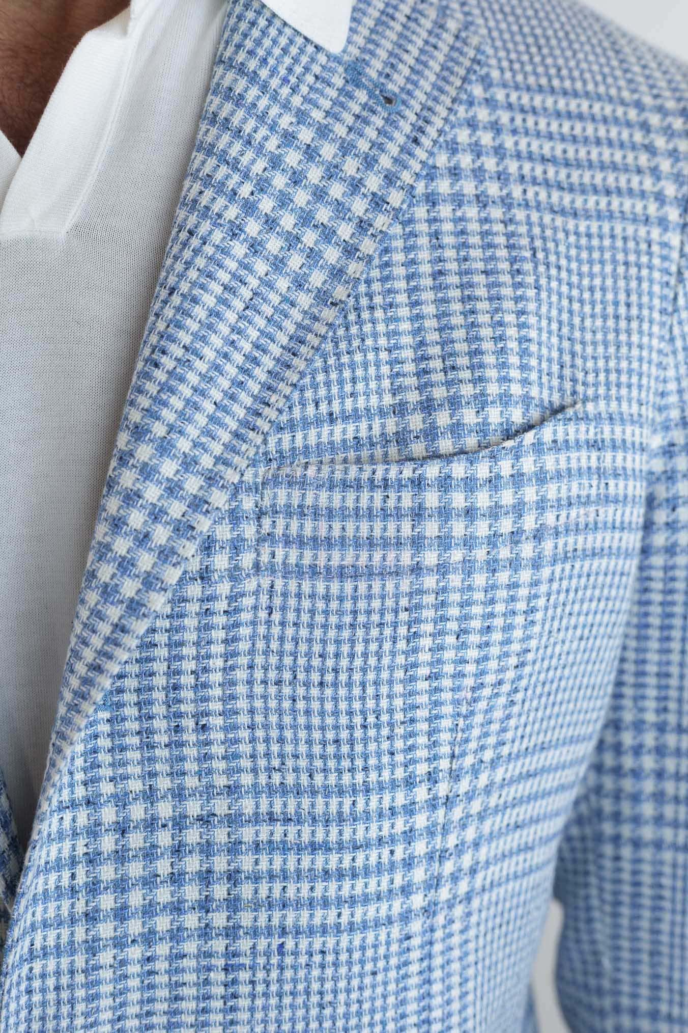 SARTORIO Giacca Principe di Galles Celeste