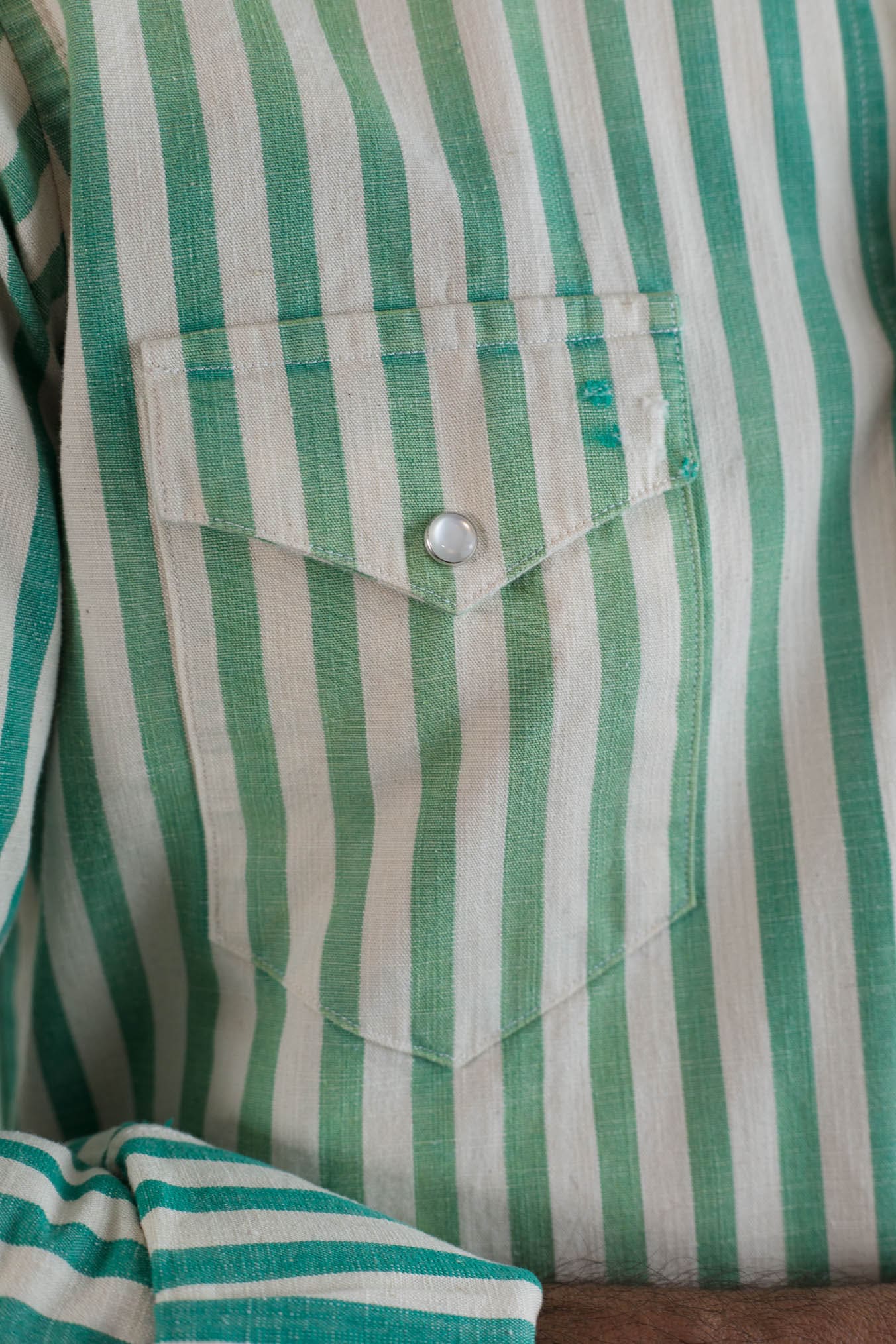 SARTORIO Camicia Texana Washed Cotone Righe Verdi