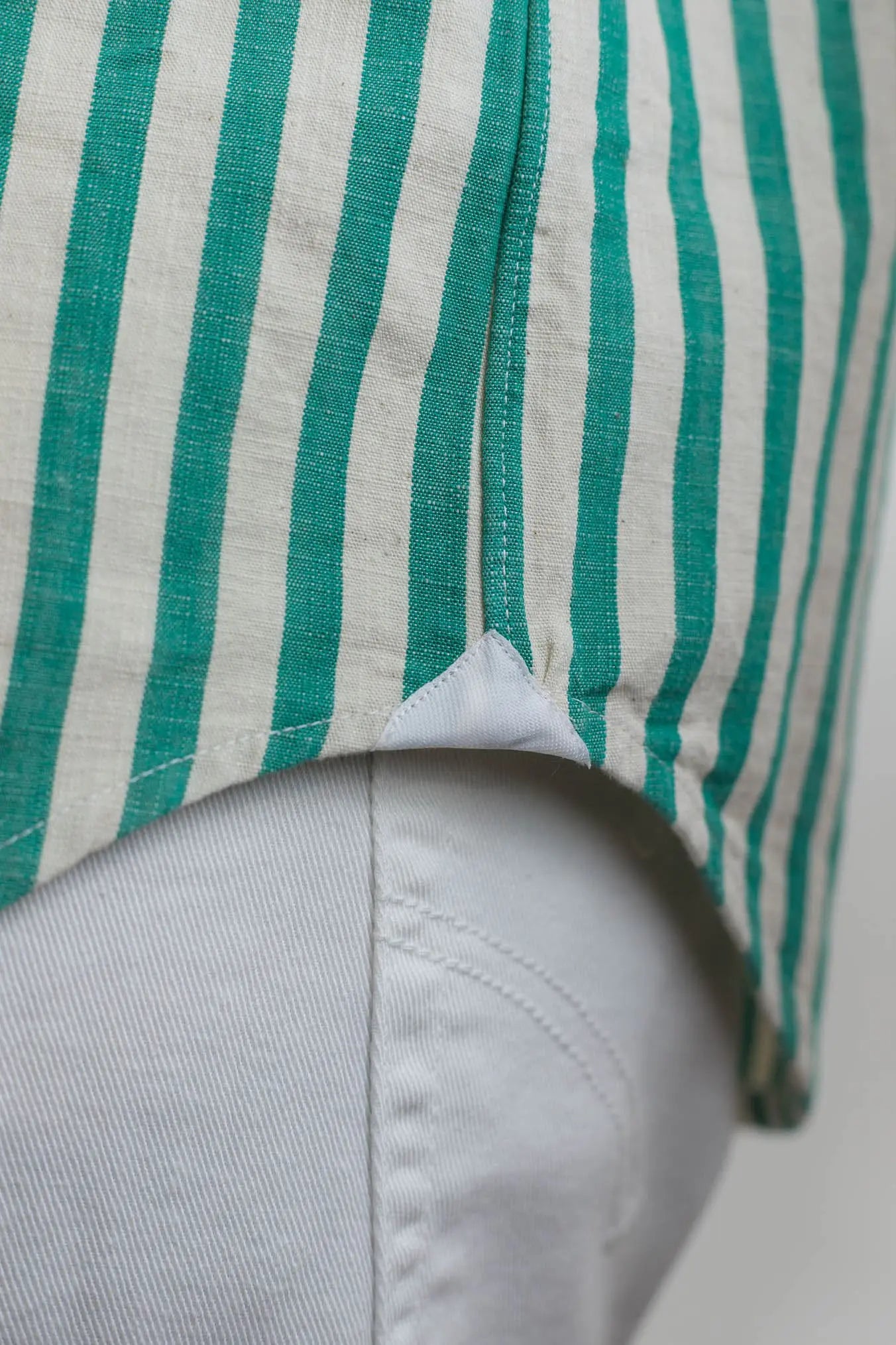 SARTORIO Camicia Texana Washed Cotone Righe Verdi