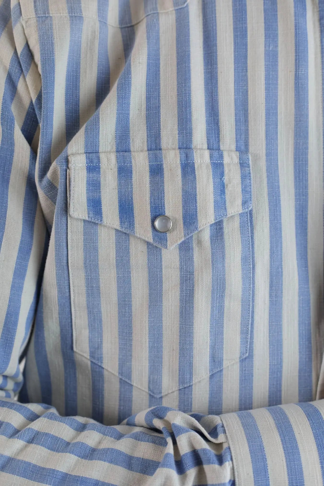 SARTORIO Camicia Texana Washed Cotone Righe Blu