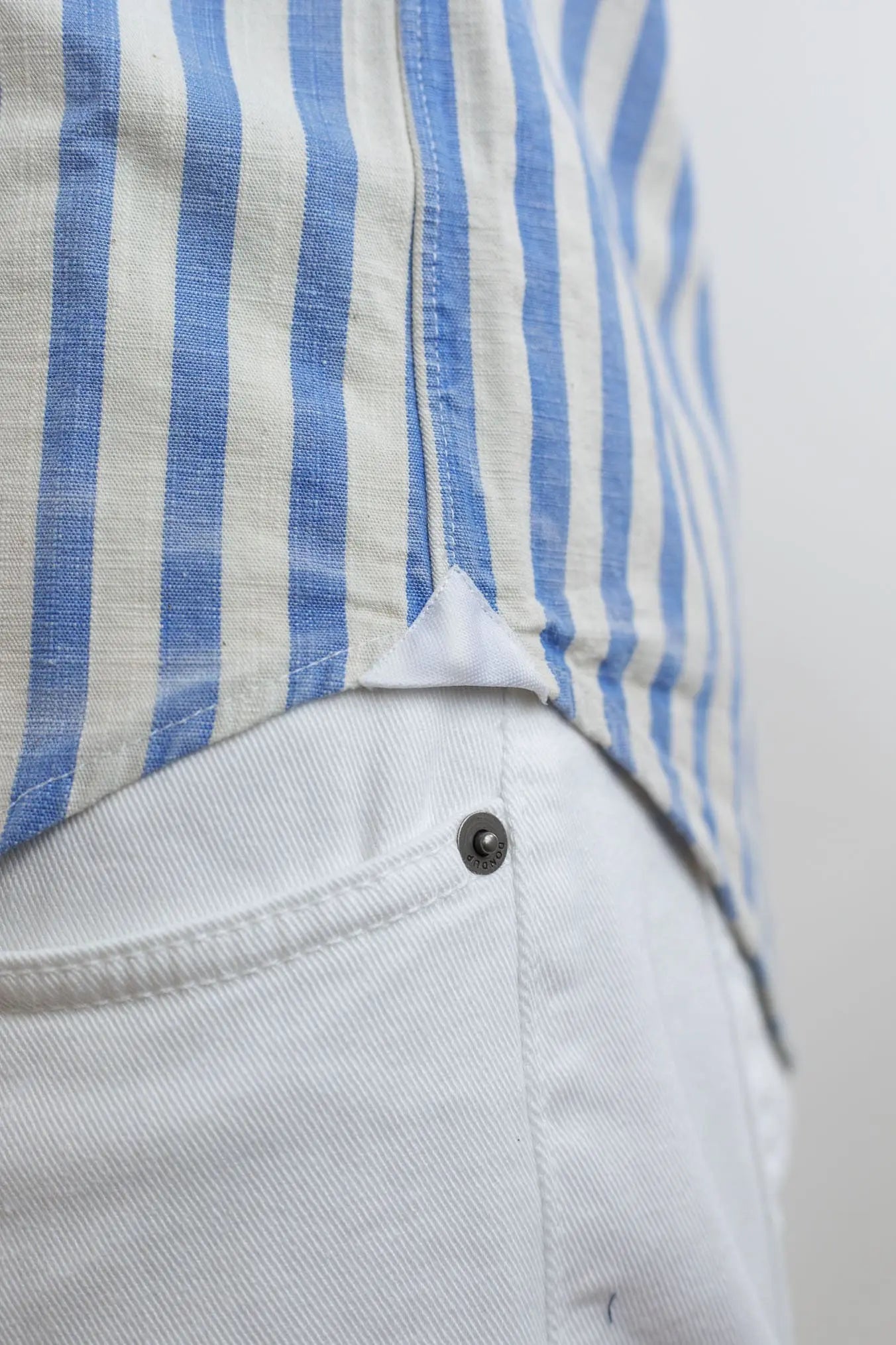 SARTORIO Camicia Texana Washed Cotone Righe Blu