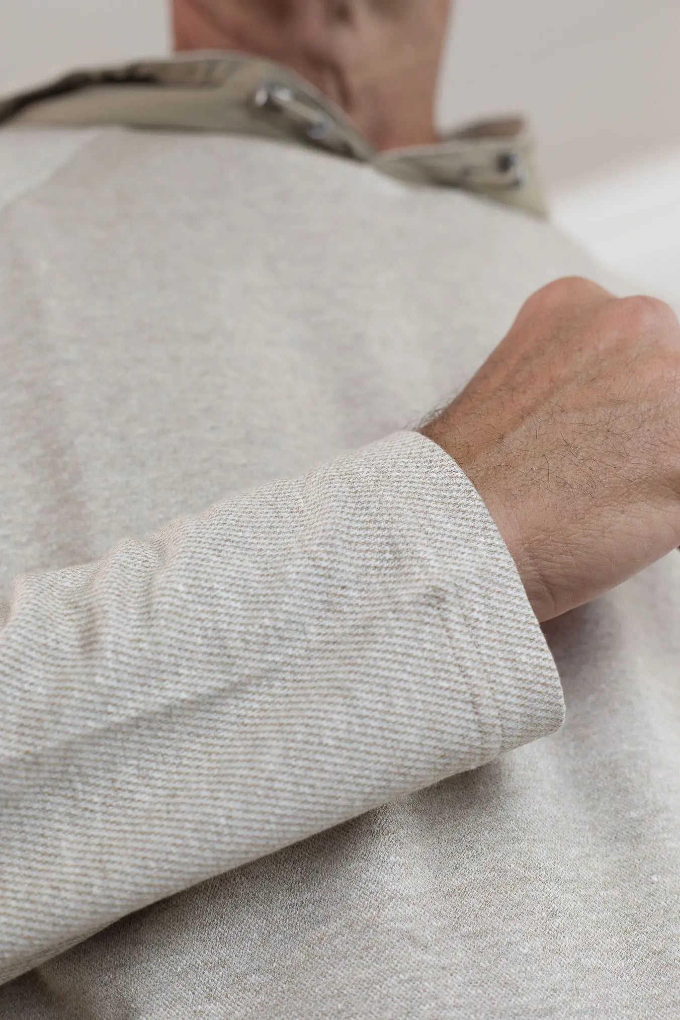 SEASE Felpa Cappuccio Jersey Lino Cotone Beige
