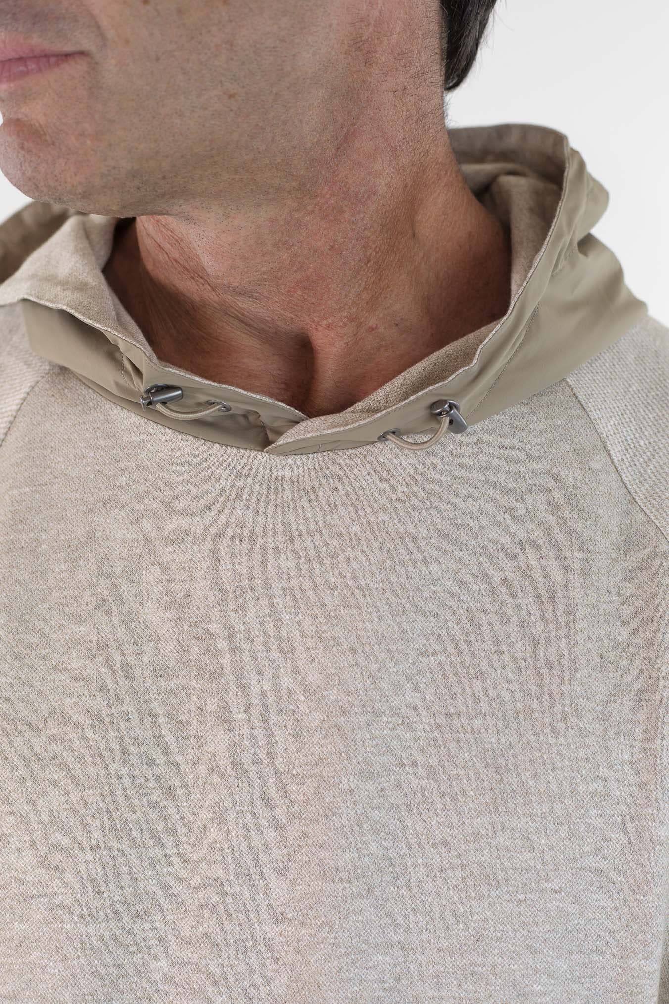 SEASE Felpa Cappuccio Jersey Lino Cotone Beige