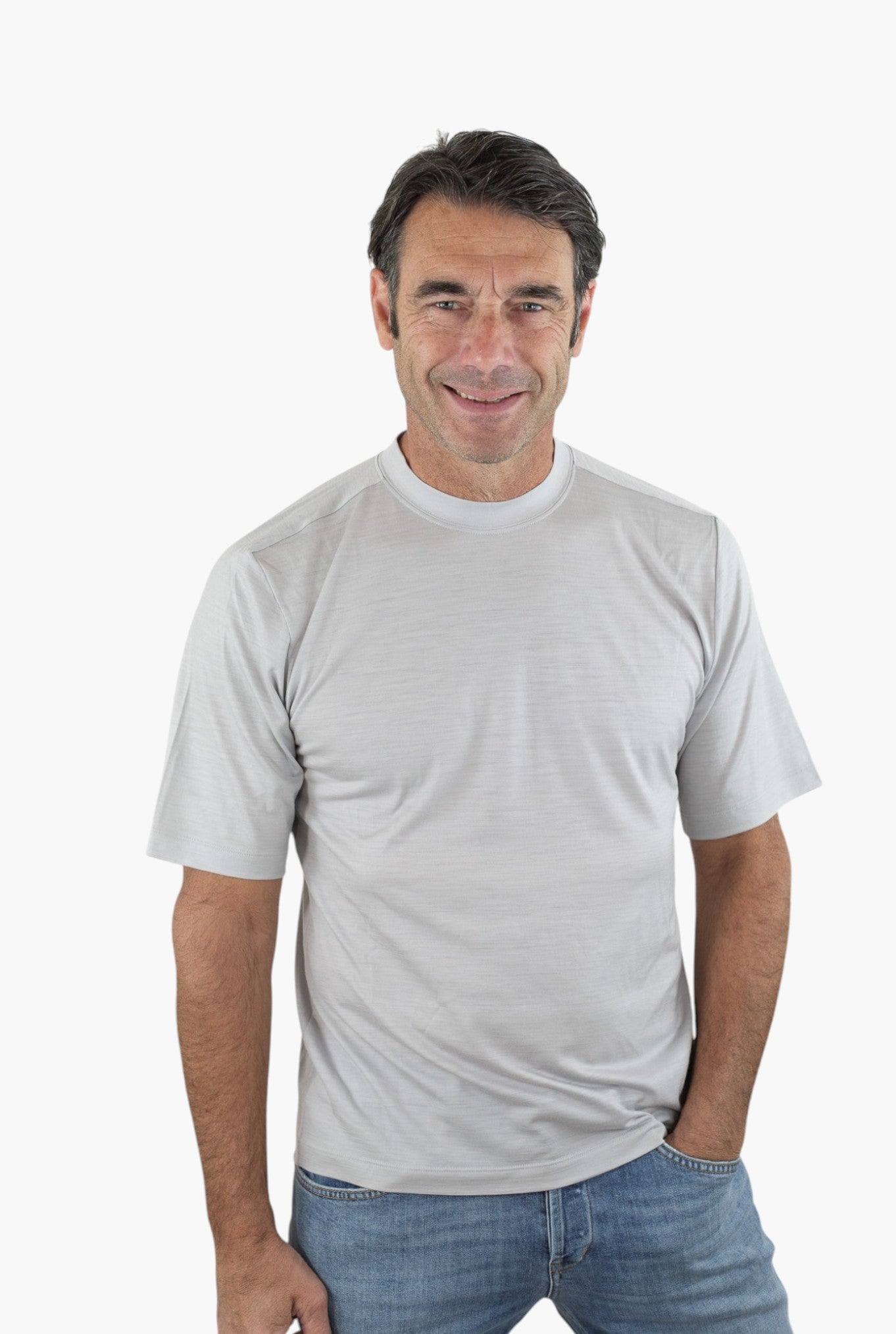 SEASE T-Shirt Runner Maniche Corte Grigio Perla