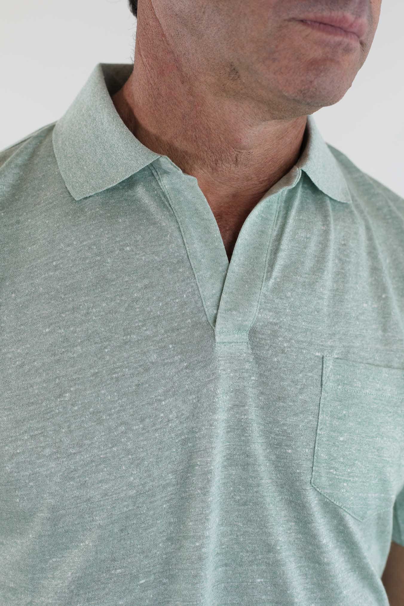 SEASE Polo T-Shirt Crew Jersey Cotone Lino Verde