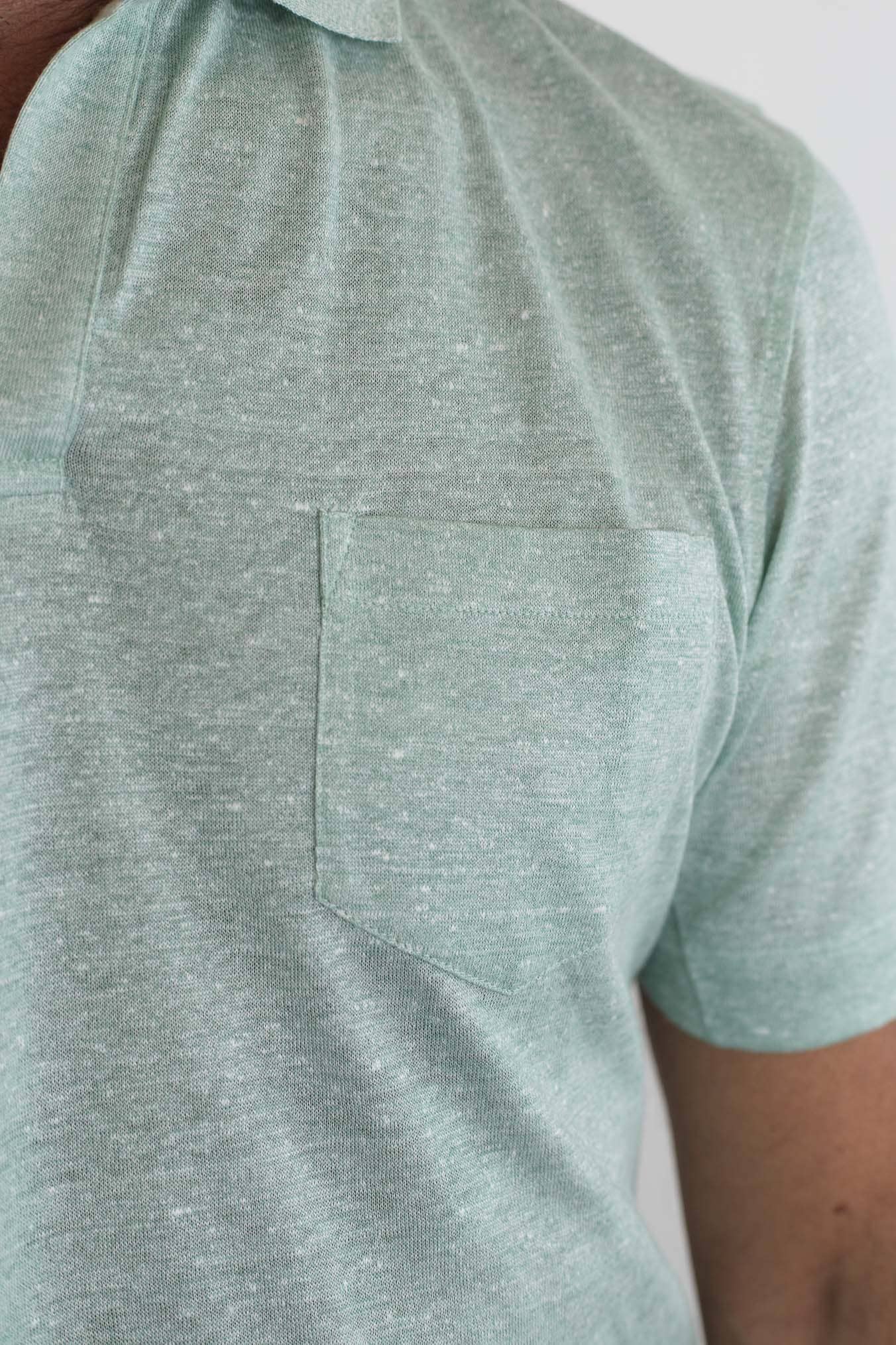 SEASE Polo T-Shirt Crew Jersey Cotone Lino Verde