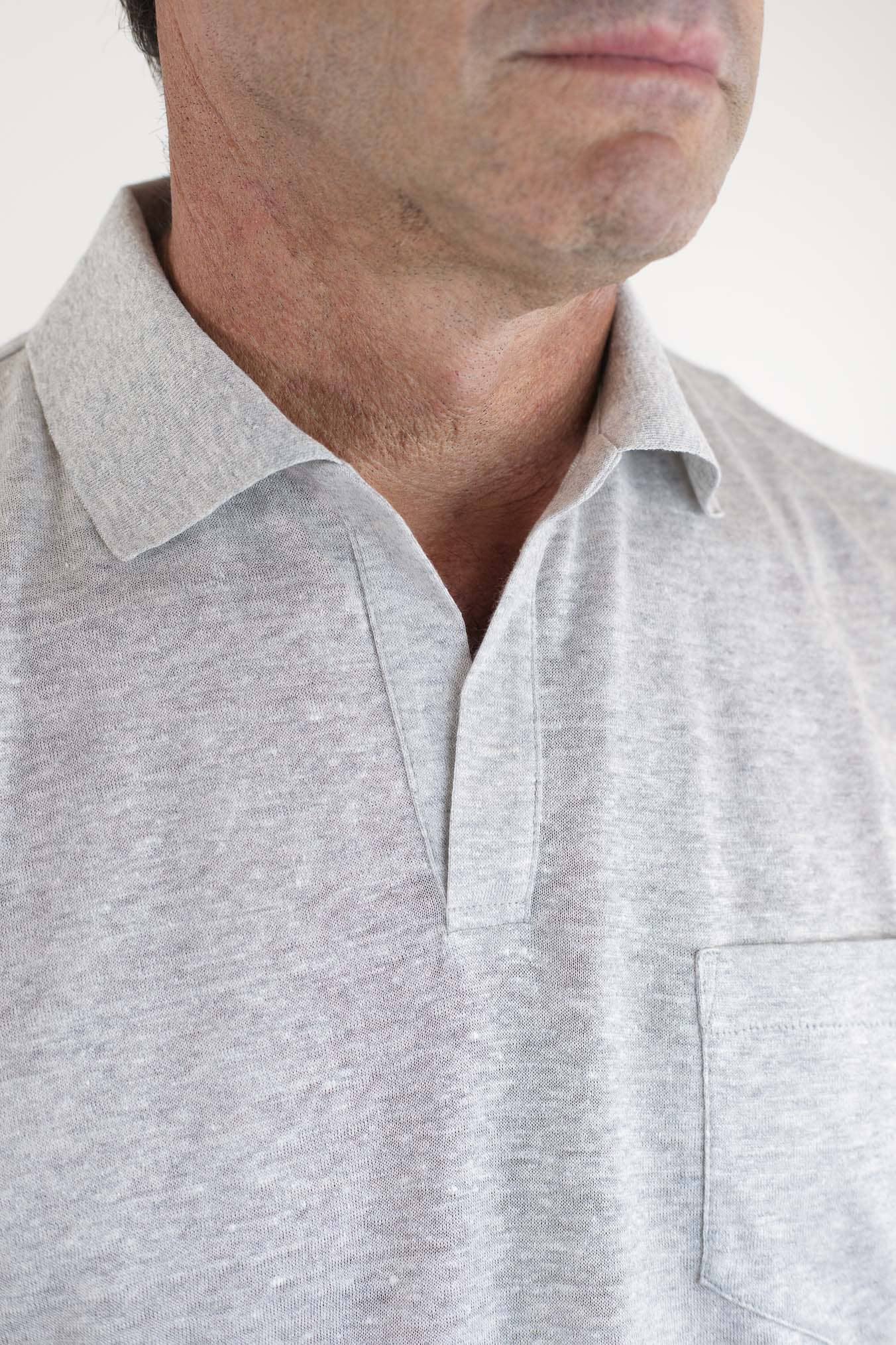 SEASE Polo T-Shirt Crew Jersey Cotone Lino Grigio