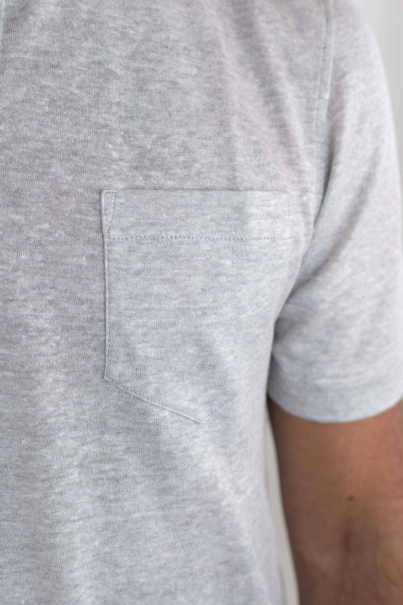 SEASE Polo T-Shirt Crew Jersey Cotone Lino Grigio