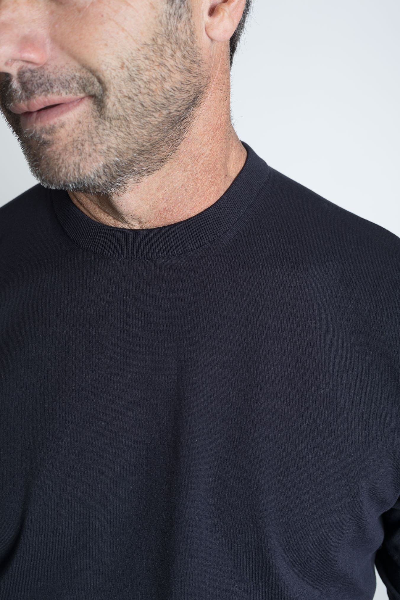 SETTEFILI CASHMERE Girocollo Ice Cotton High Gauge Blu Navy