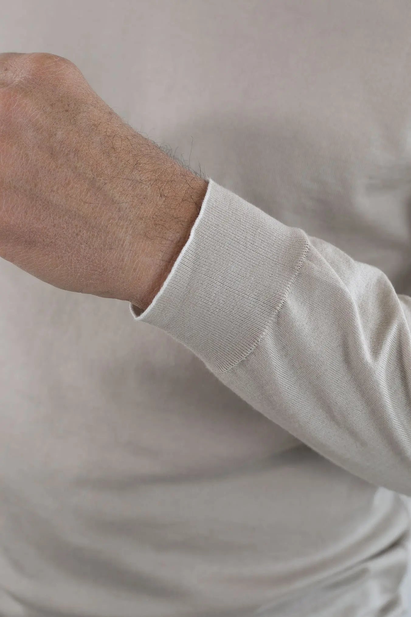 Girocollo Maniche Lunghe Cotone Supersoft Beige - Guarino Store