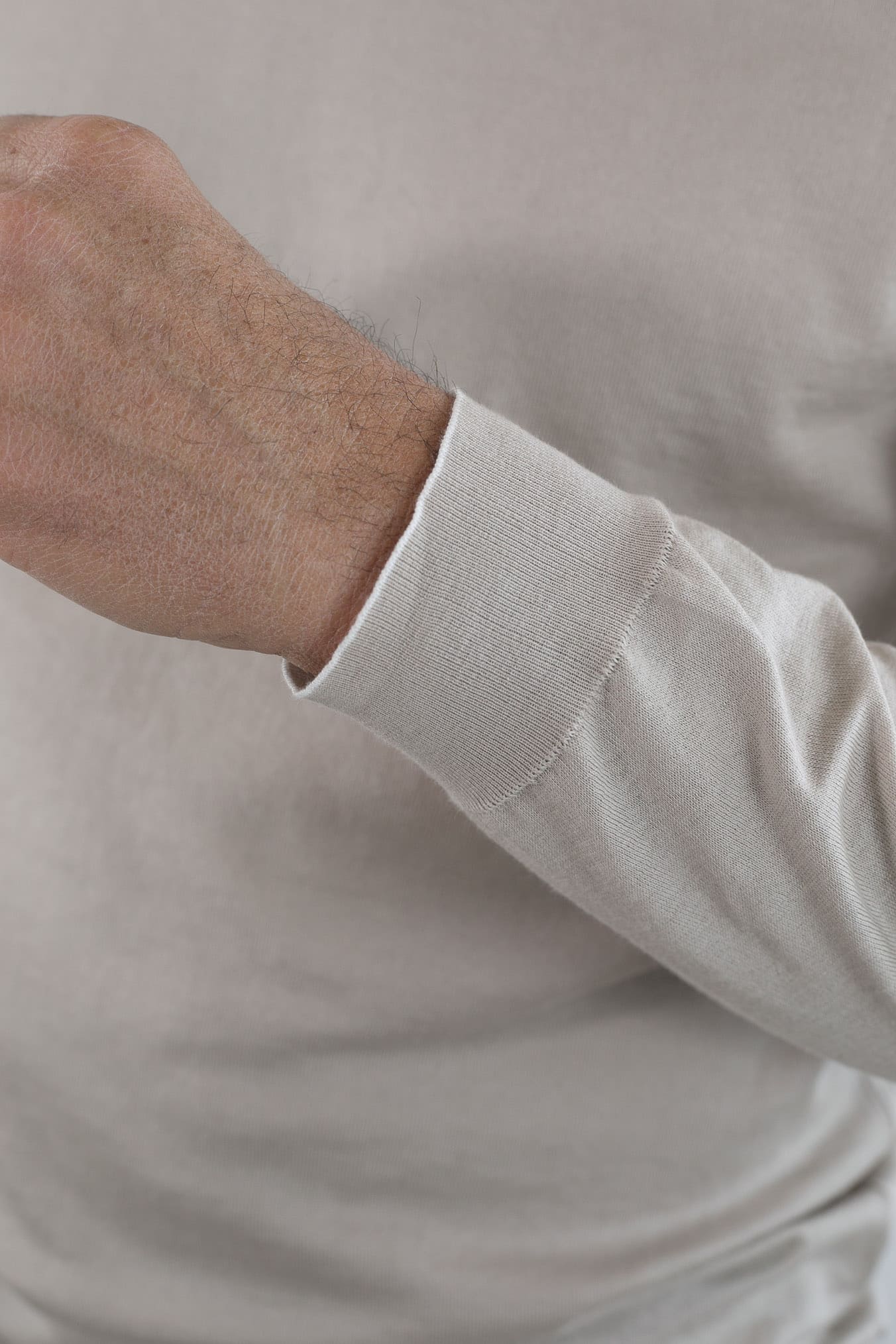 Girocollo Maniche Lunghe Cotone Supersoft Beige - Guarino Store