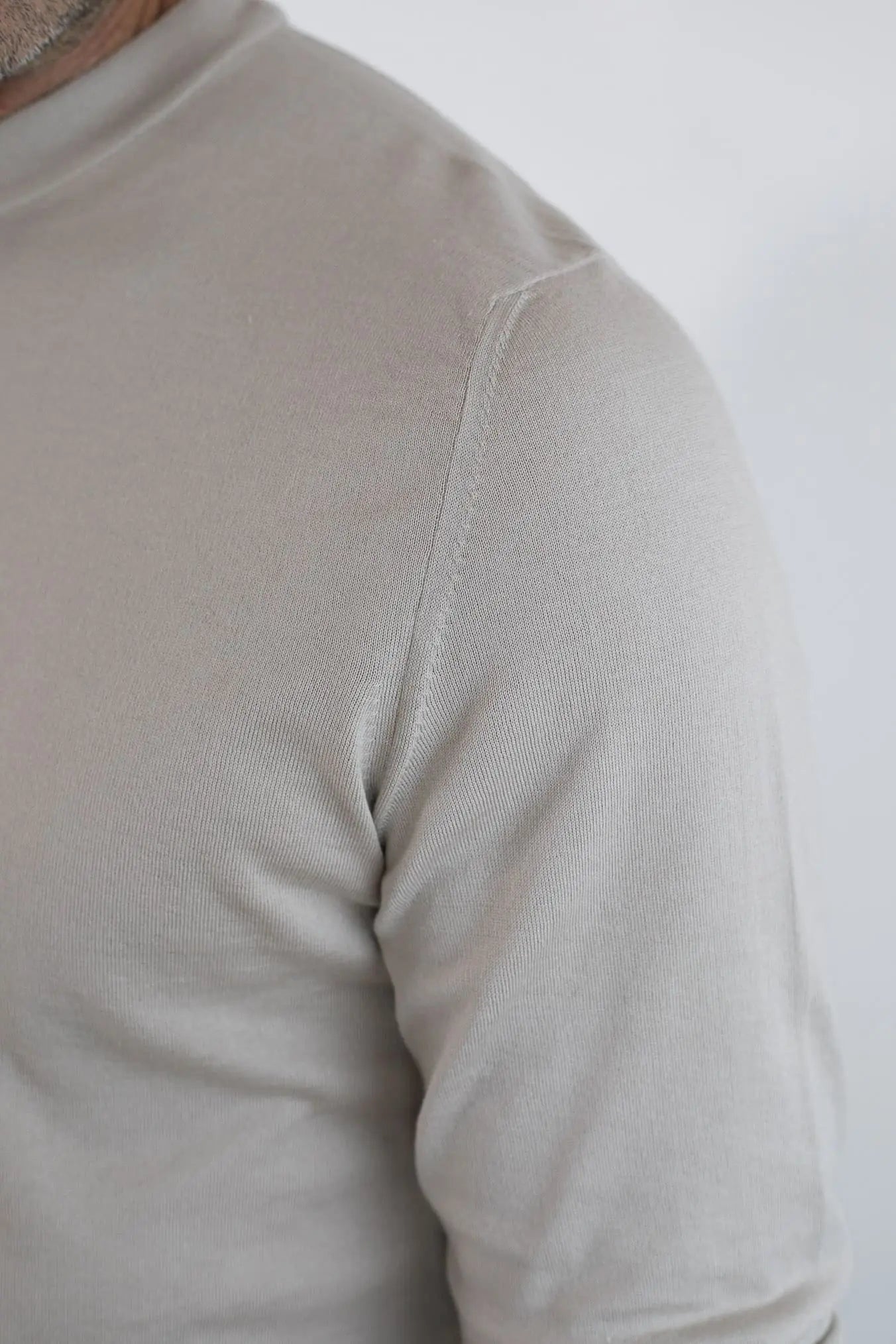 Girocollo Maniche Lunghe Cotone Supersoft Beige - Guarino Store