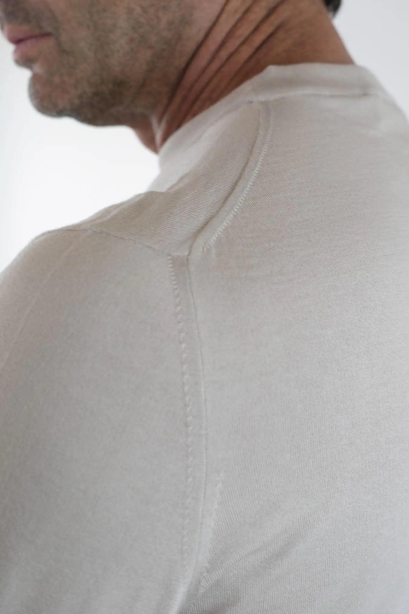 Girocollo Maniche Lunghe Cotone Supersoft Beige - Guarino Store