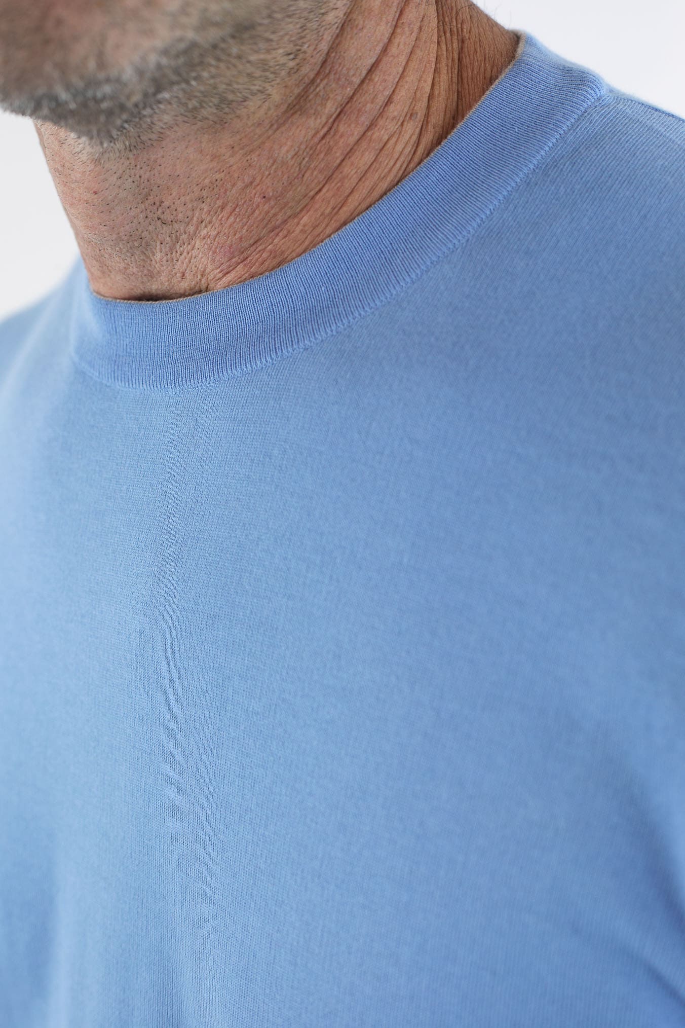 Girocollo Maniche Lunghe Cotone Supersoft Azzurro - Guarino Store