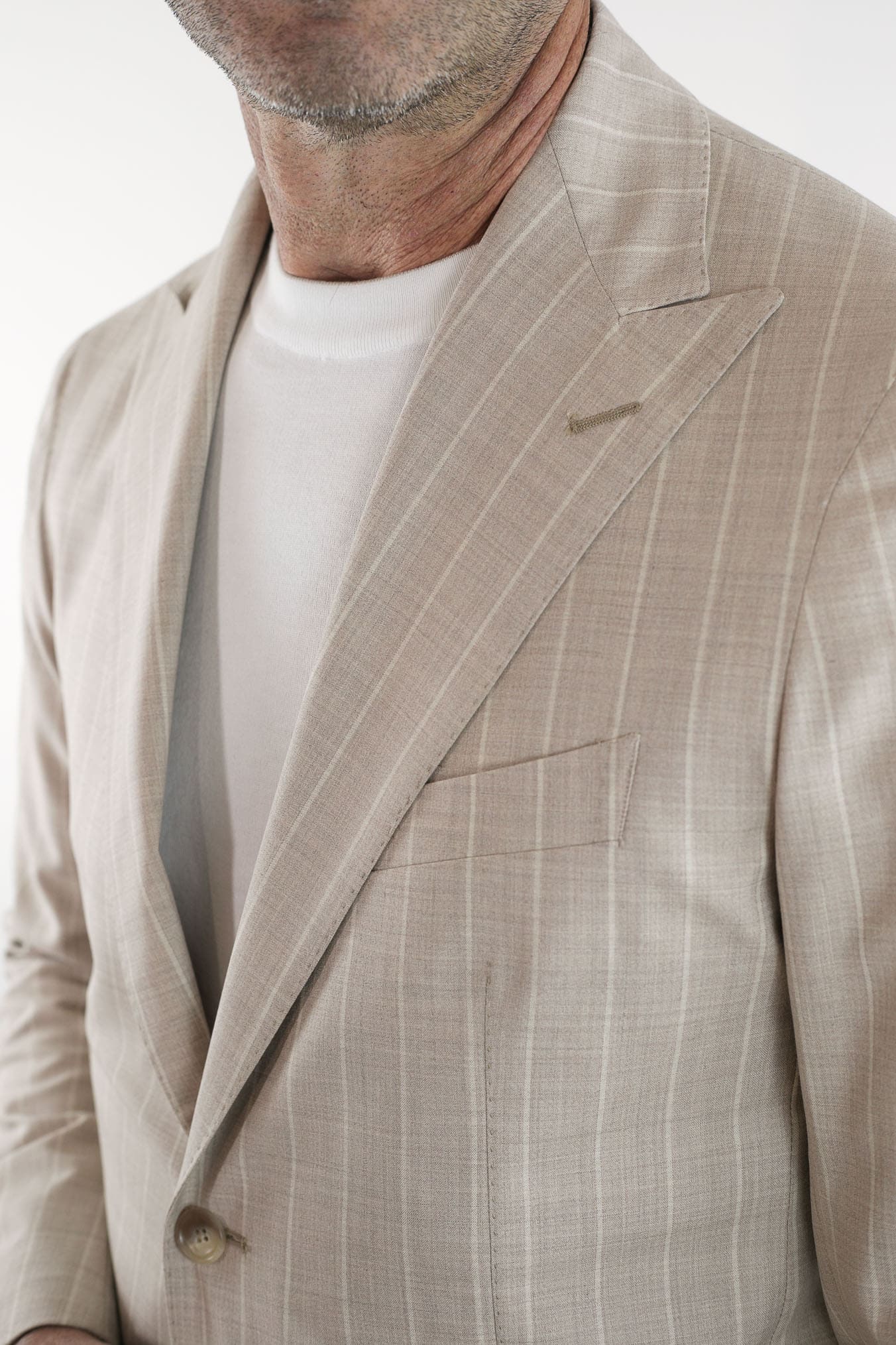 Abito Gessato Monopetto a Lancia Beige - Guarino Store