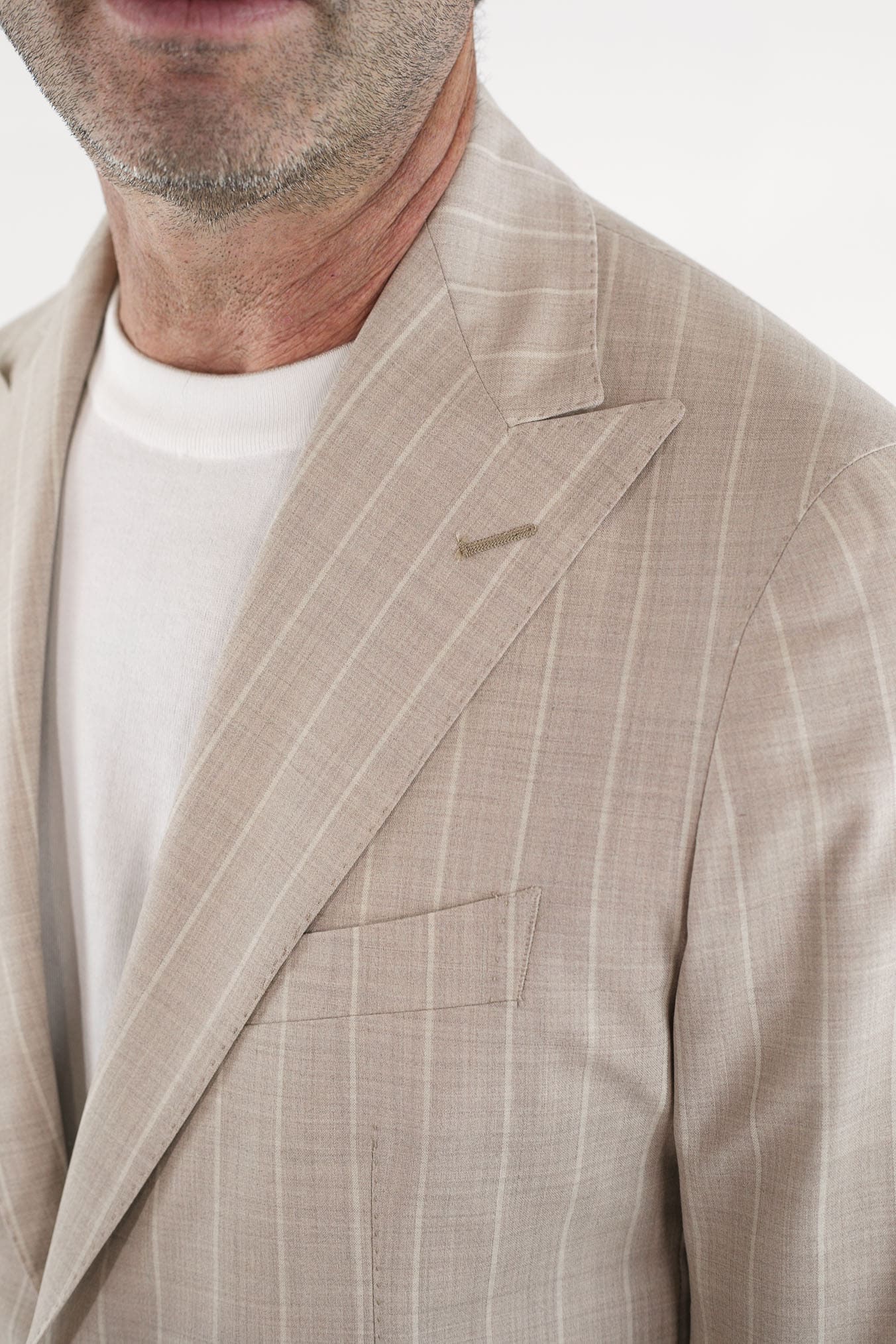 Abito Gessato Monopetto a Lancia Beige - Guarino Store