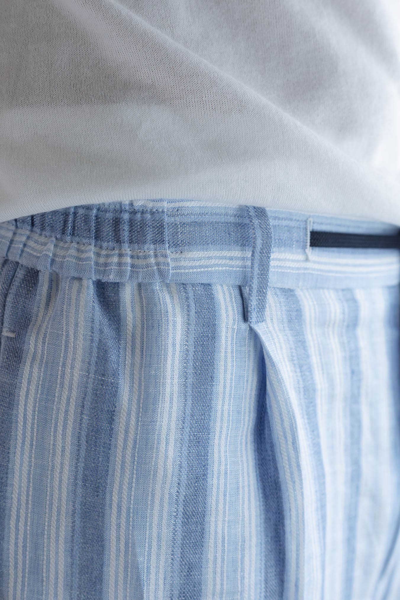 TAGLIATORE Pantaloni Coulisse Righe Lino Blu Celesti