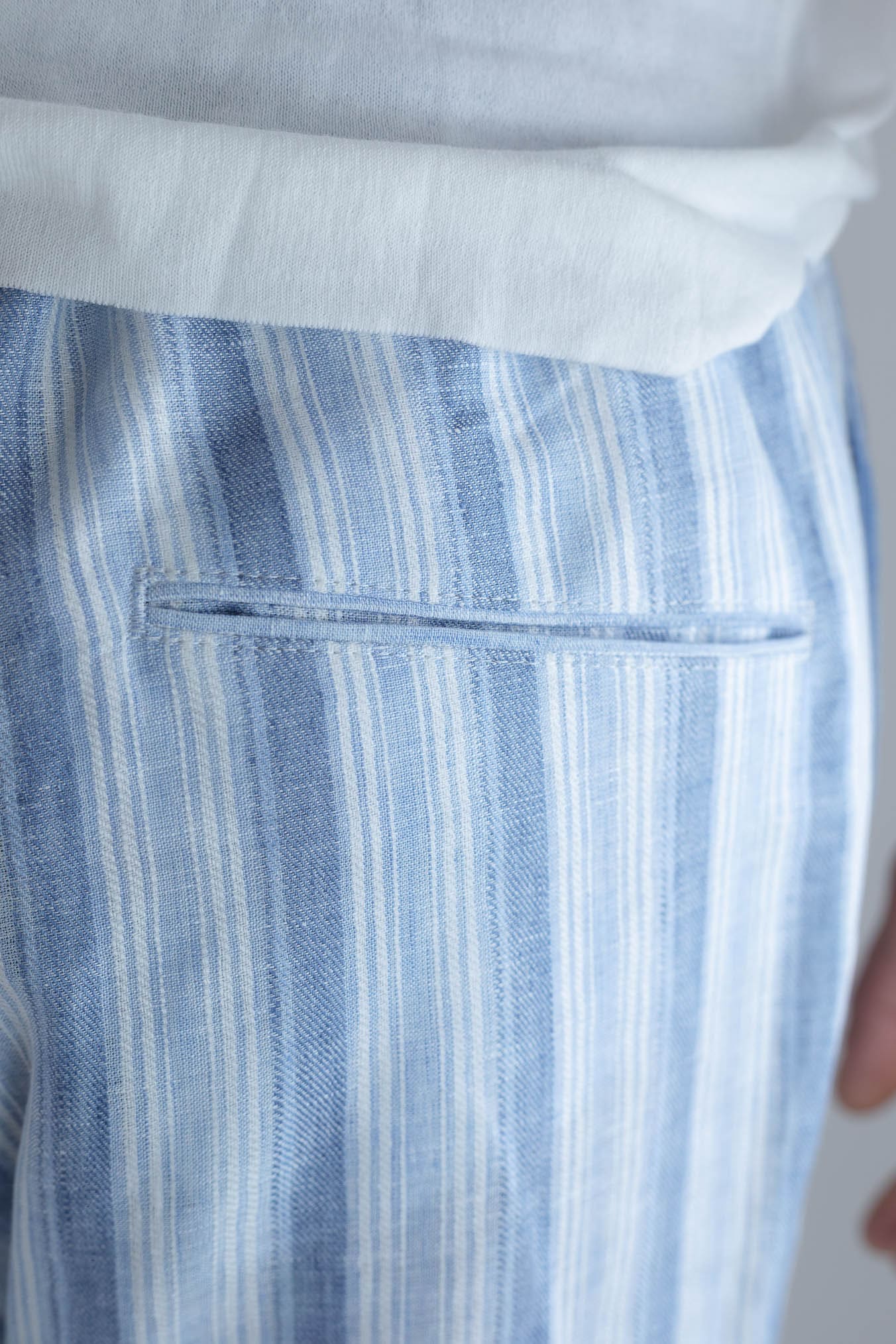 TAGLIATORE Pantaloni Coulisse Righe Lino Blu Celesti