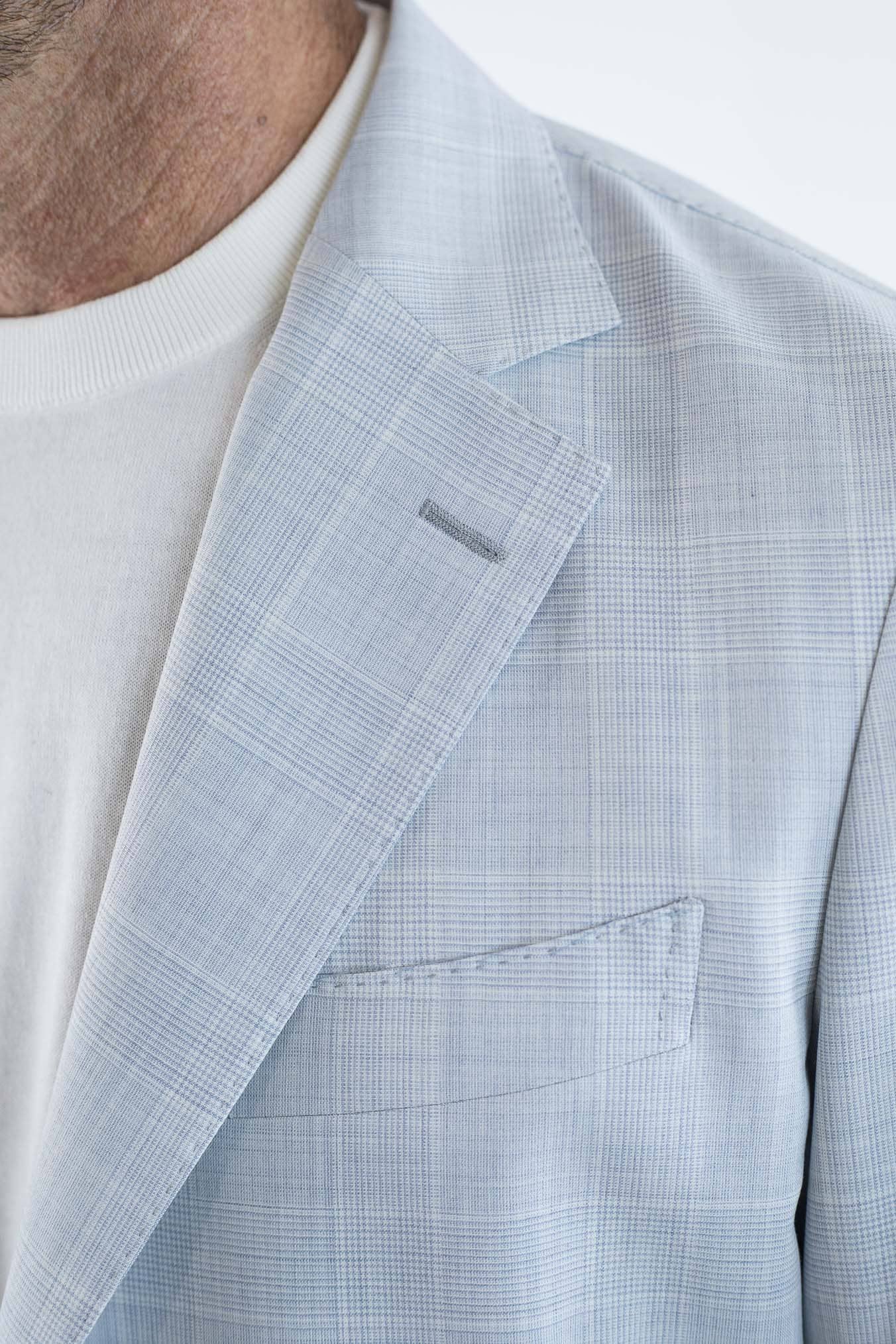 TOMBOLINI Giacca Principe Galles Zero Gravity Celeste