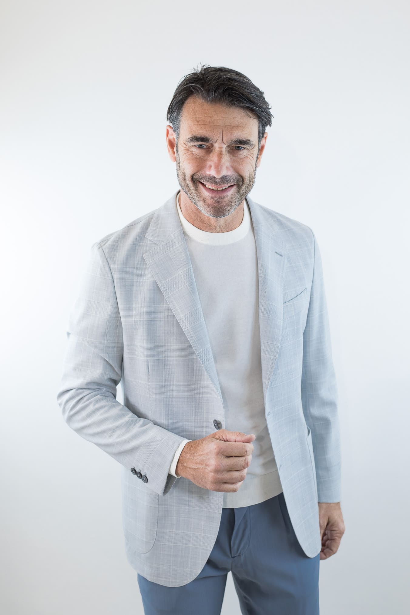 TOMBOLINI Giacca Principe Galles Zero Gravity Celeste