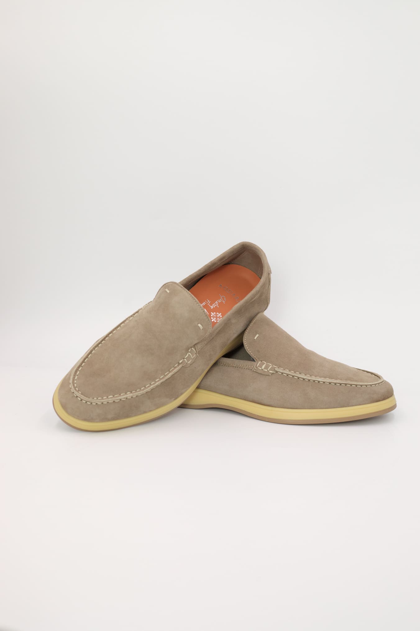 ANDREA VENTURA Mocassini Sfoderati in Suede Beige Chiaro
