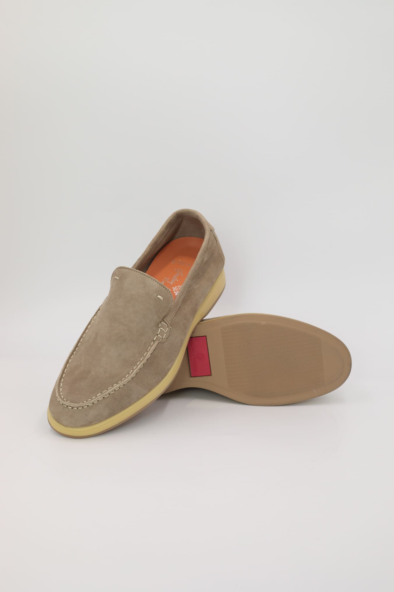 ANDREA VENTURA Mocassini Sfoderati in Suede Beige Chiaro