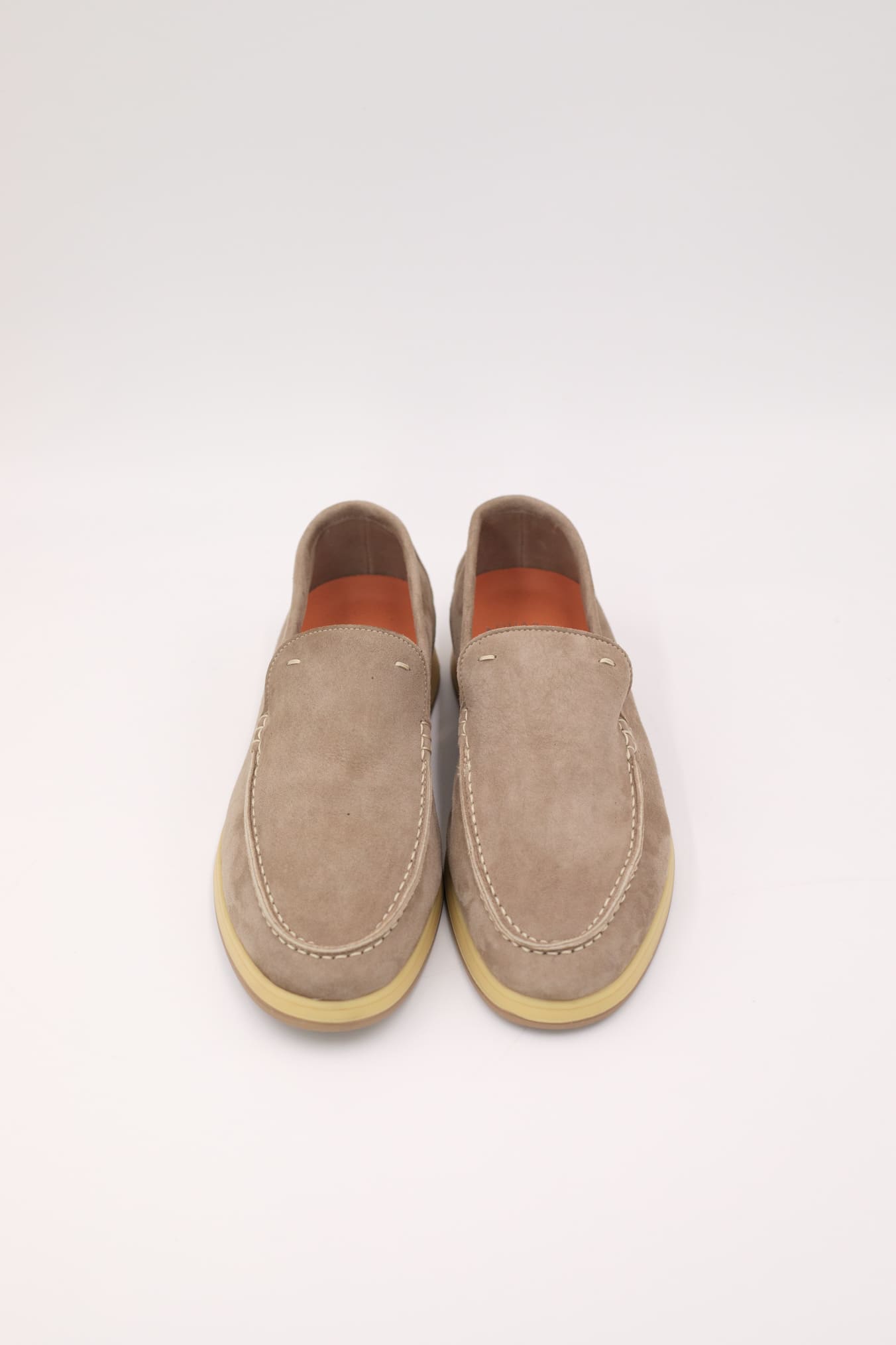 ANDREA VENTURA Mocassini Sfoderati in Suede Beige Chiaro