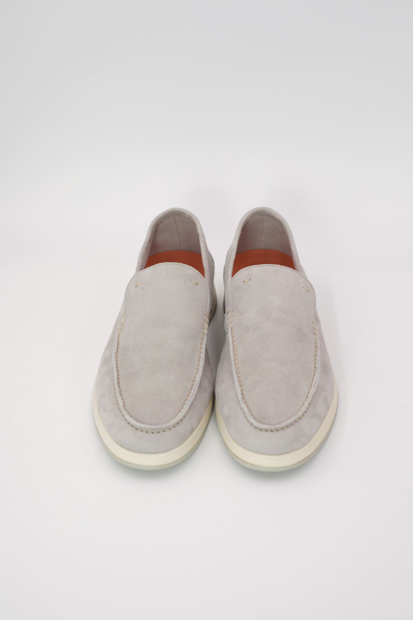 ANDREA VENTURA Mocassini Sfoderati in Suede Gesso