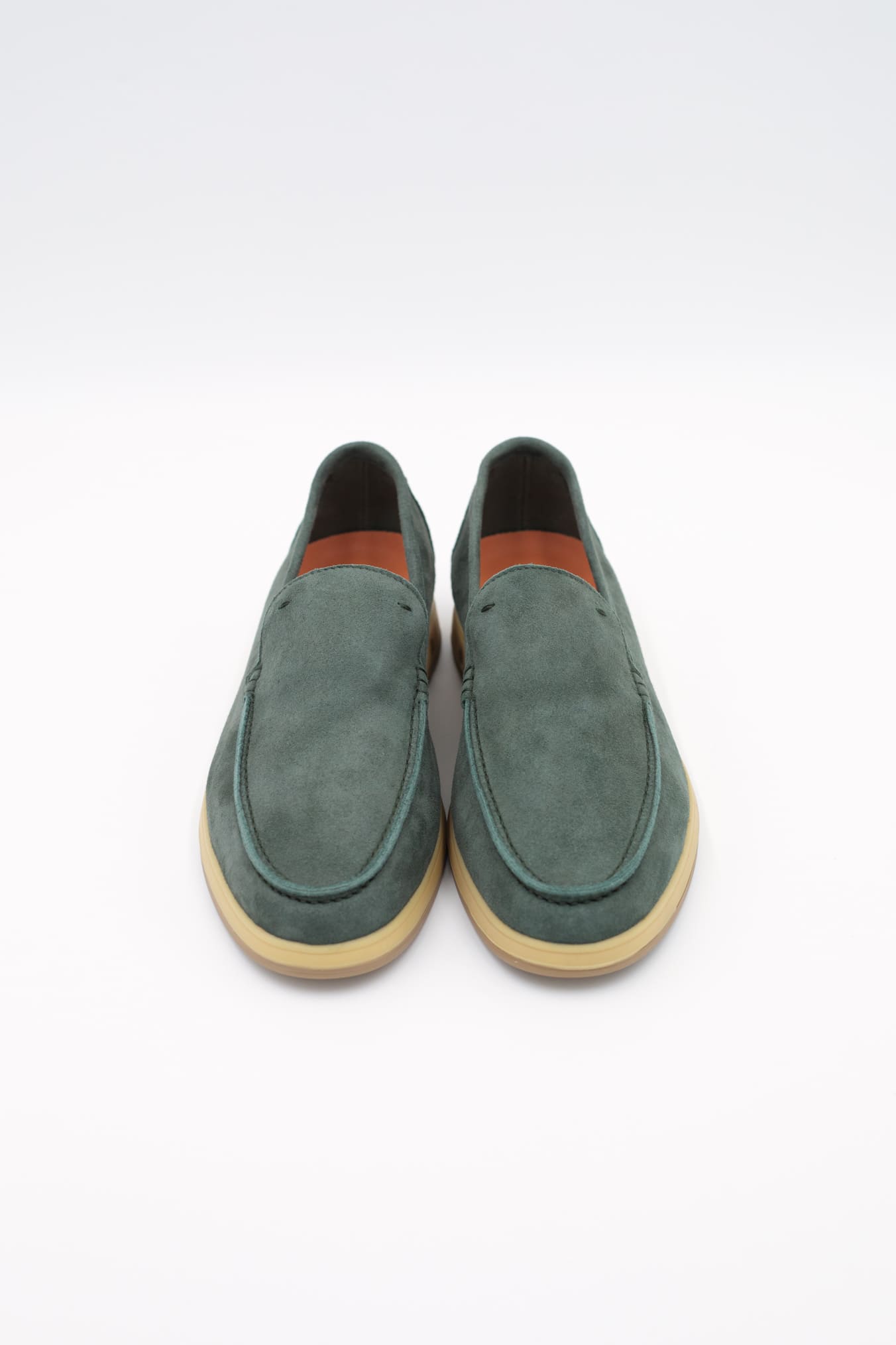 ANDREA VENTURA Mocassini Sfoderati in Suede Verde