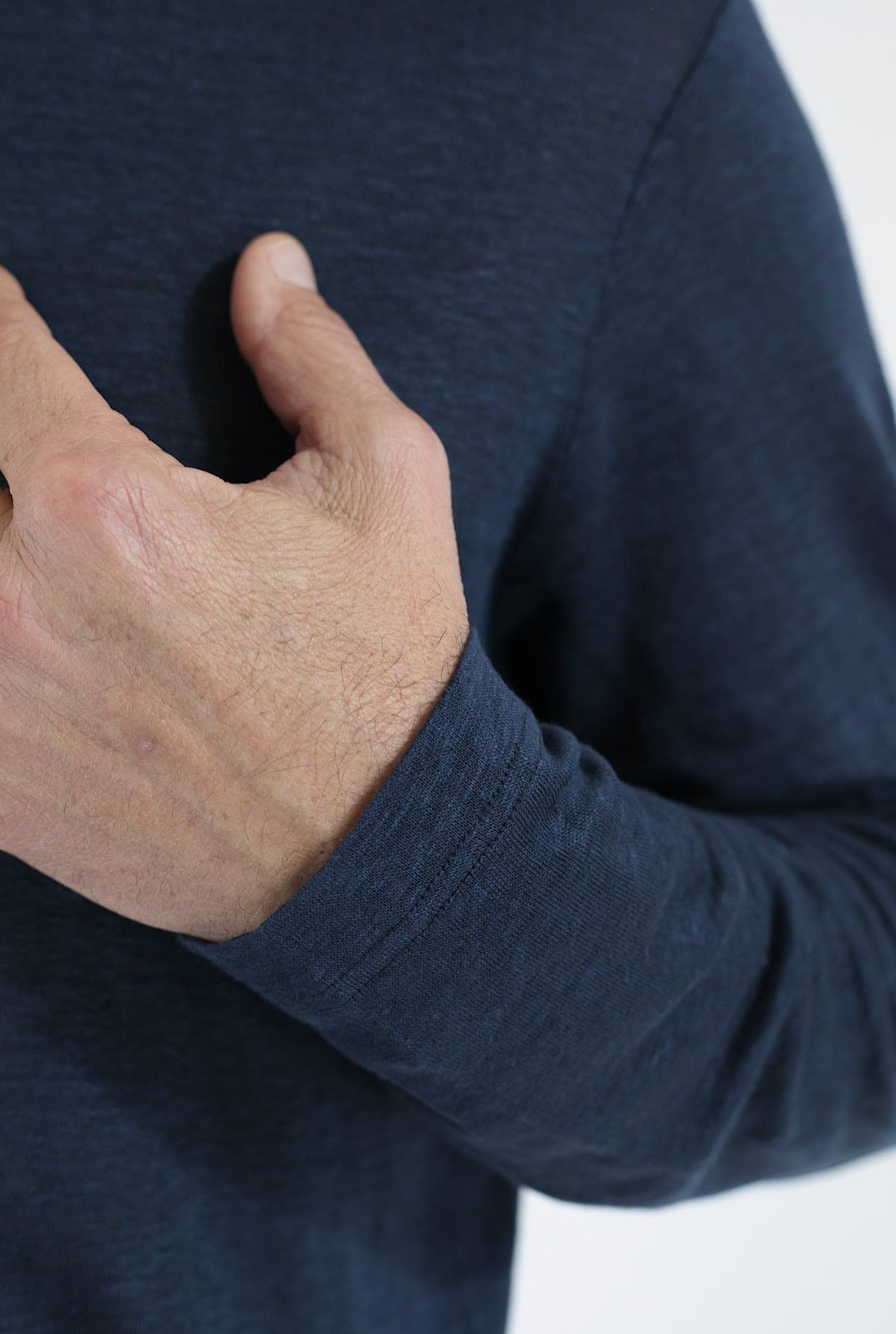 BARBA Polo Maniche Lunghe Jersey Lino Blu Petrolio