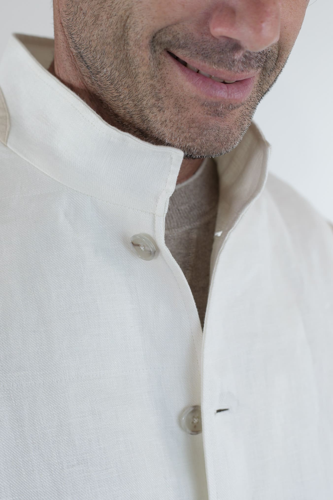 BARBA Gilet in Lino Bianco