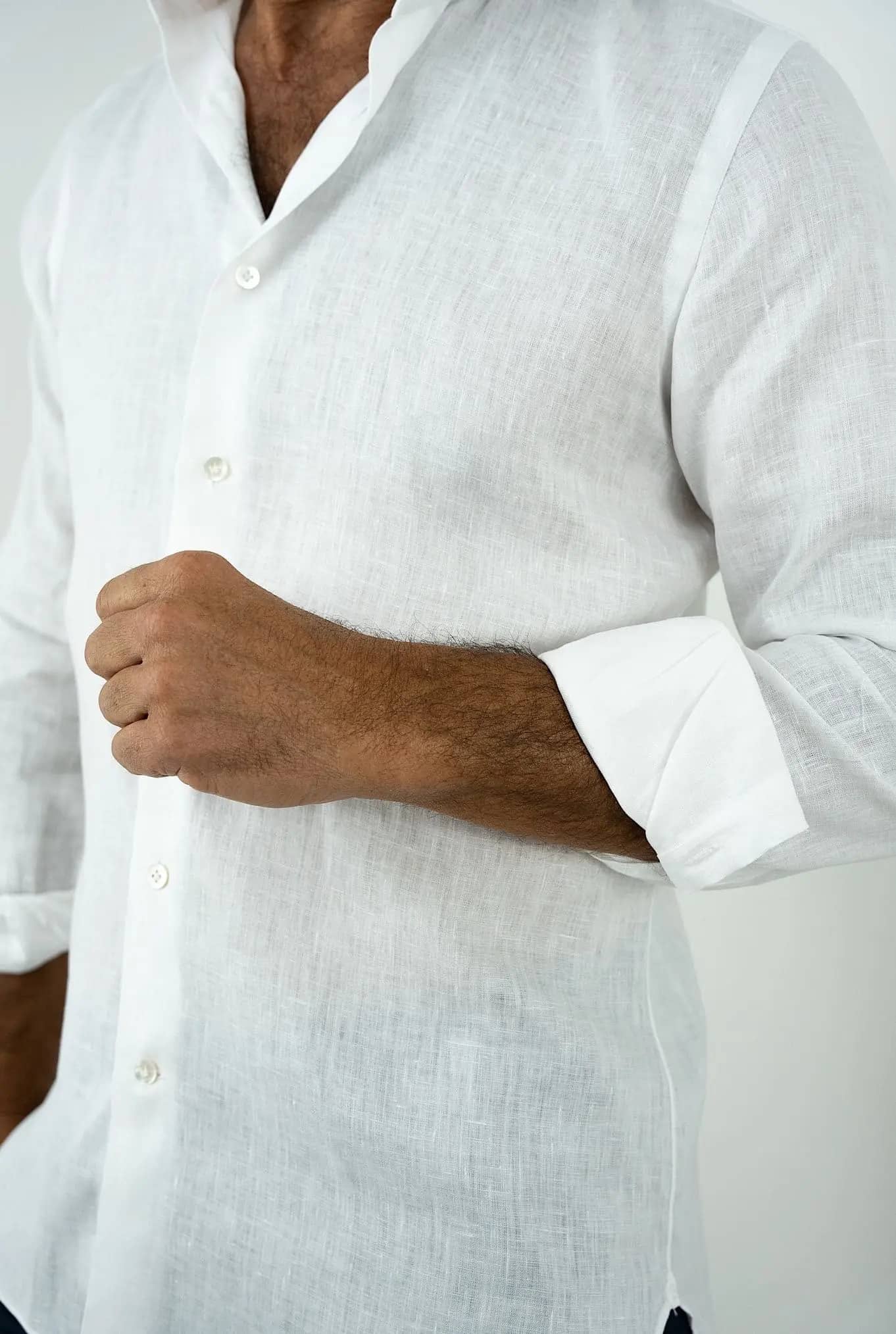 BORRIELLO Camicia "Marechiaro" Lino Bianco