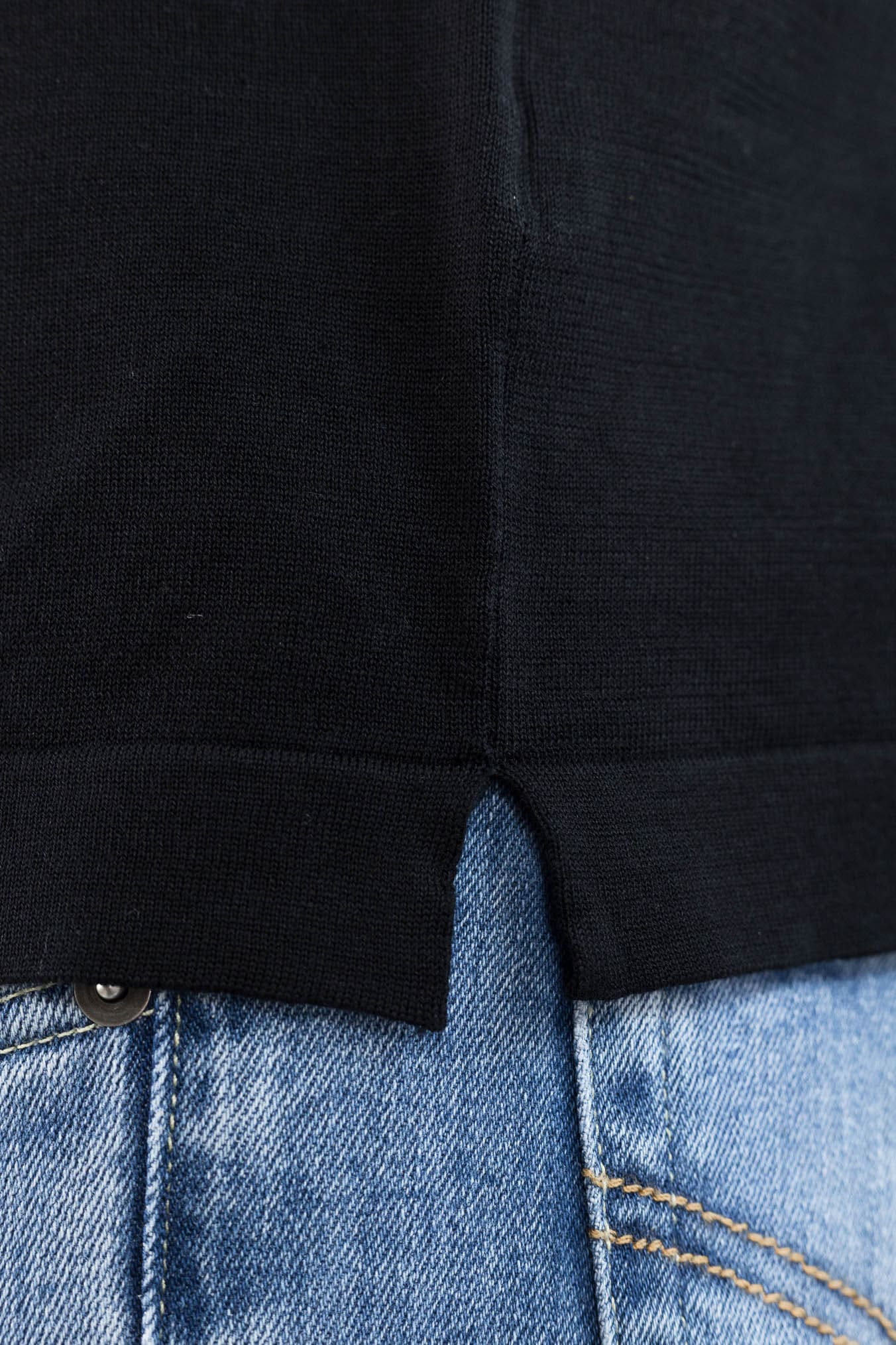 BRAMANI T-Shirt Cotone e Seta Nero