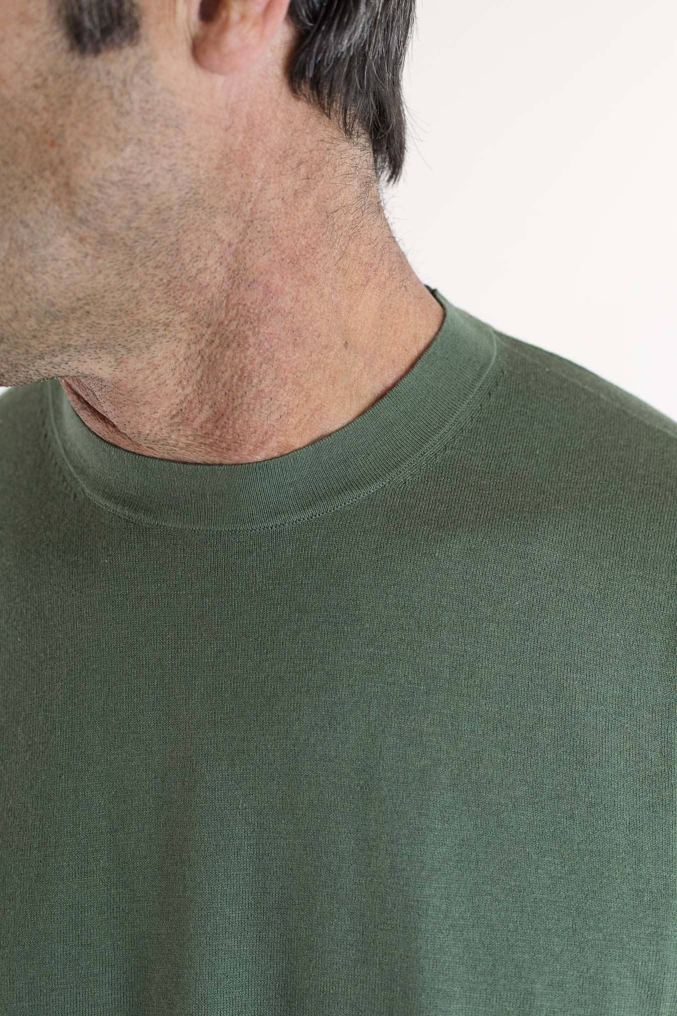 BRAMANI T-Shirt Cotone e Seta Verde