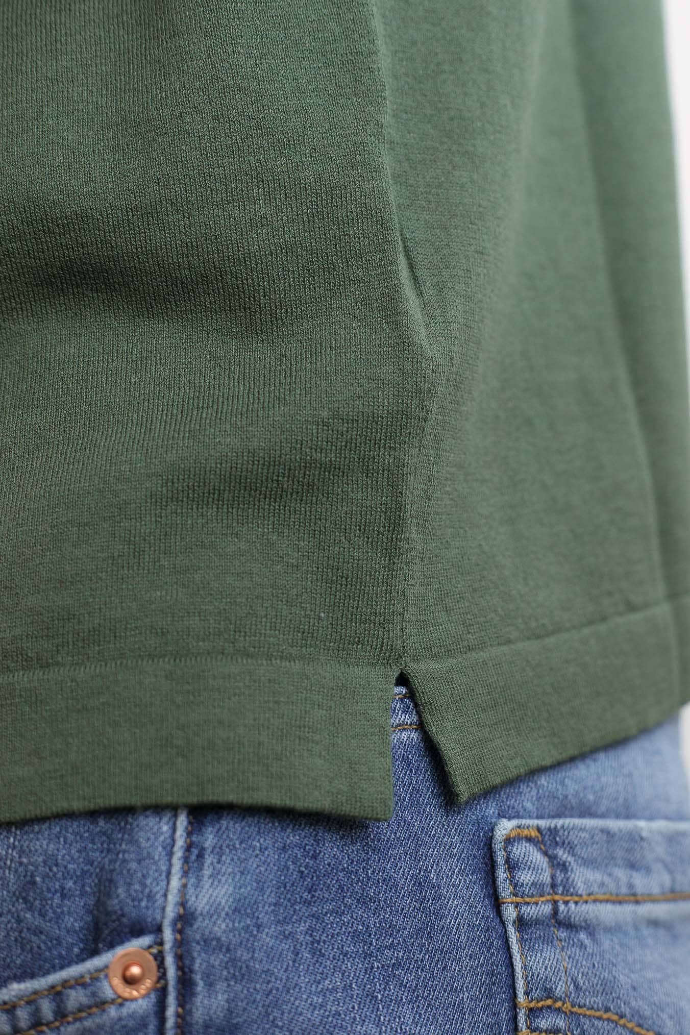 BRAMANI T-Shirt Cotone e Seta Verde