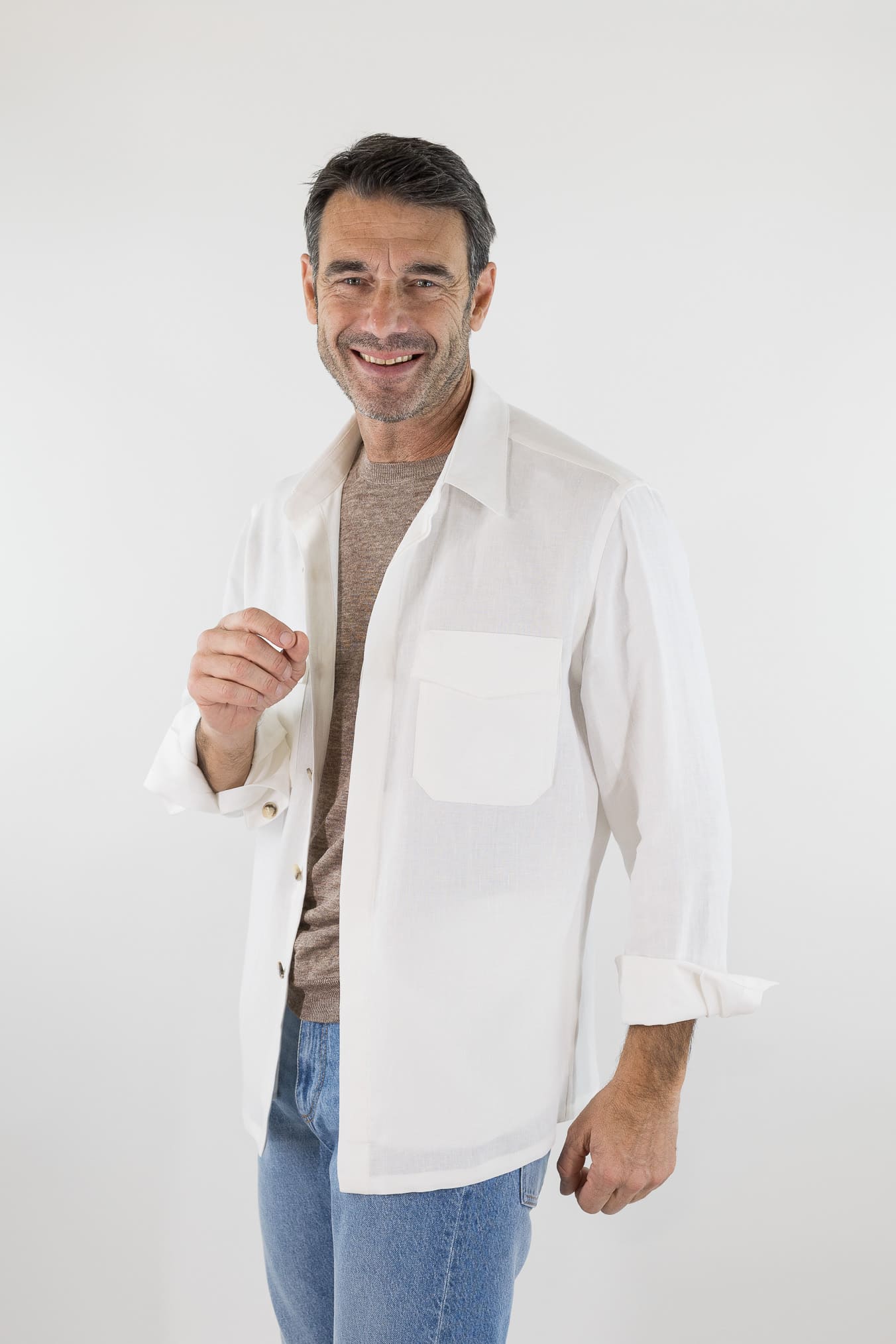 CANALI Overshirt Lino Bianco Canali