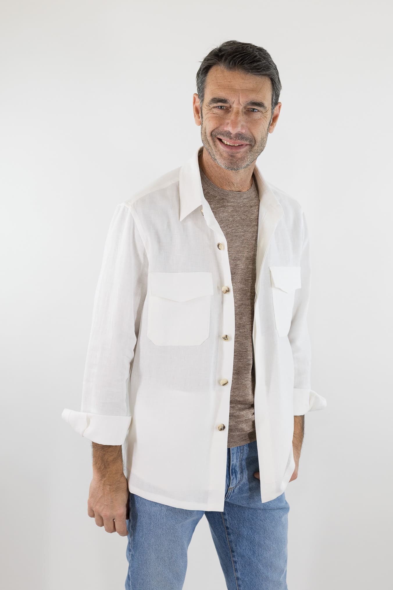 CANALI Overshirt Lino Bianco Canali