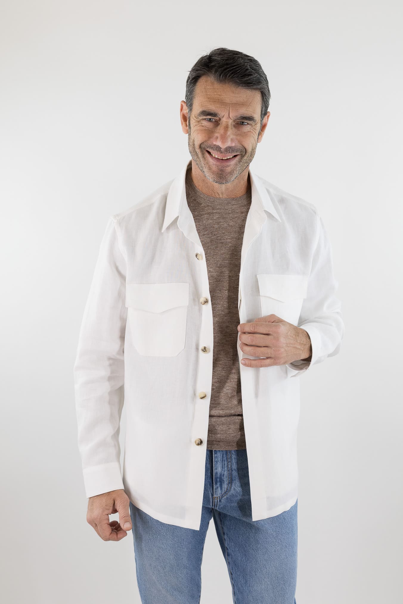 CANALI Overshirt Lino Bianco Canali