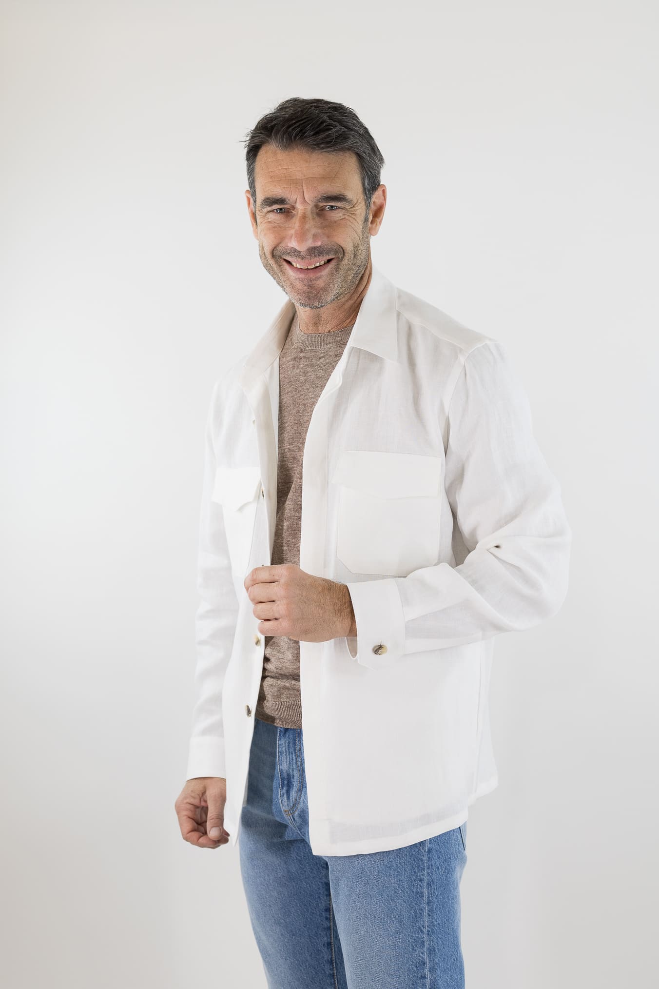 CANALI Overshirt Lino Bianco Canali