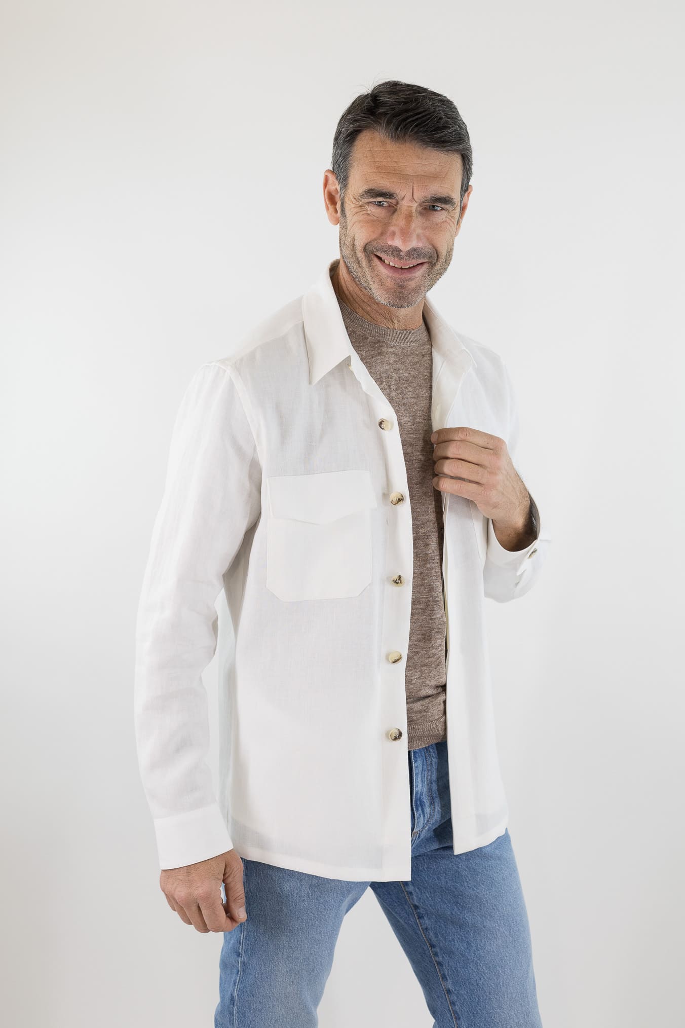 CANALI Overshirt Lino Bianco Canali