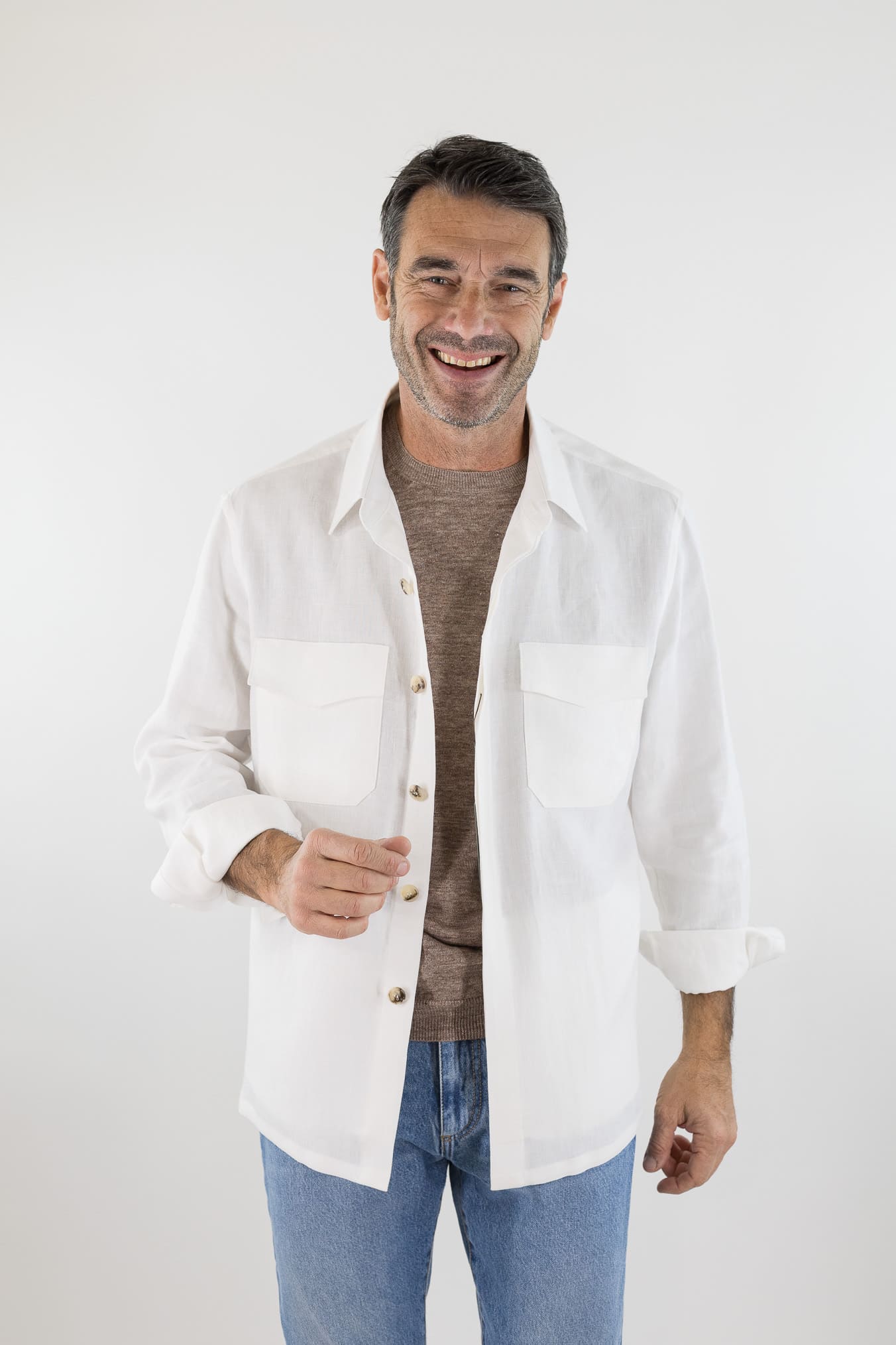 CANALI Overshirt Lino Bianco Canali