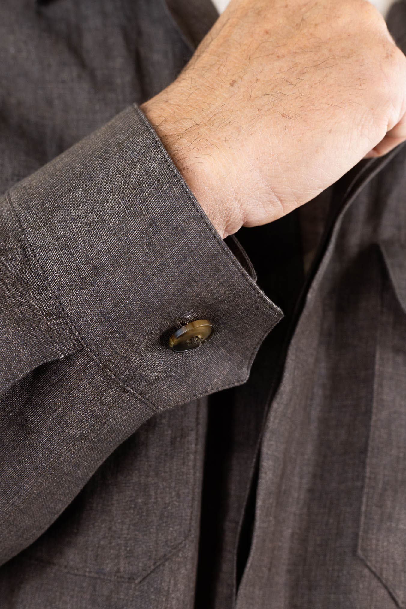 CANALI Overshirt Lino Marrone