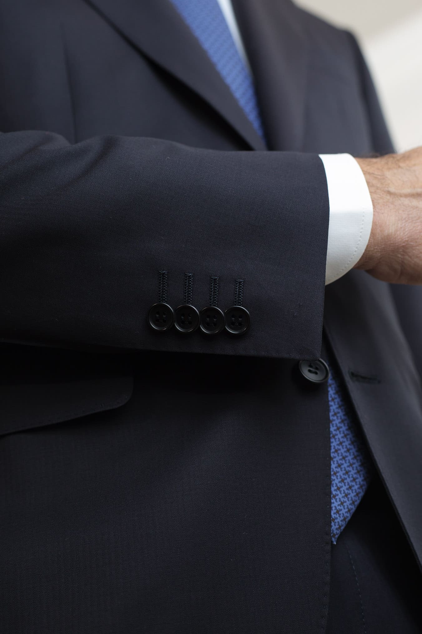 CANALI Abito Spigato Fresco Lana Blu Scuro