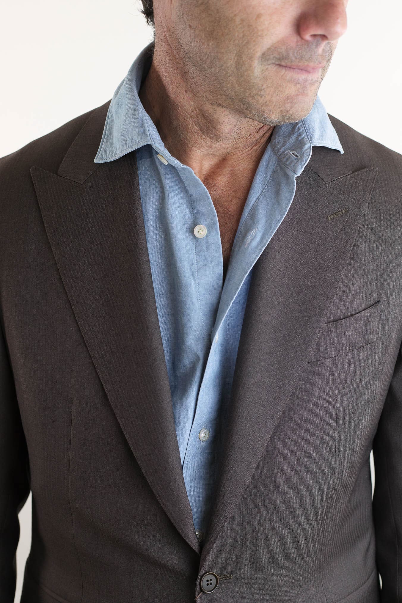 CANALI Abito Spigato Fresco Lana Testa di Moro