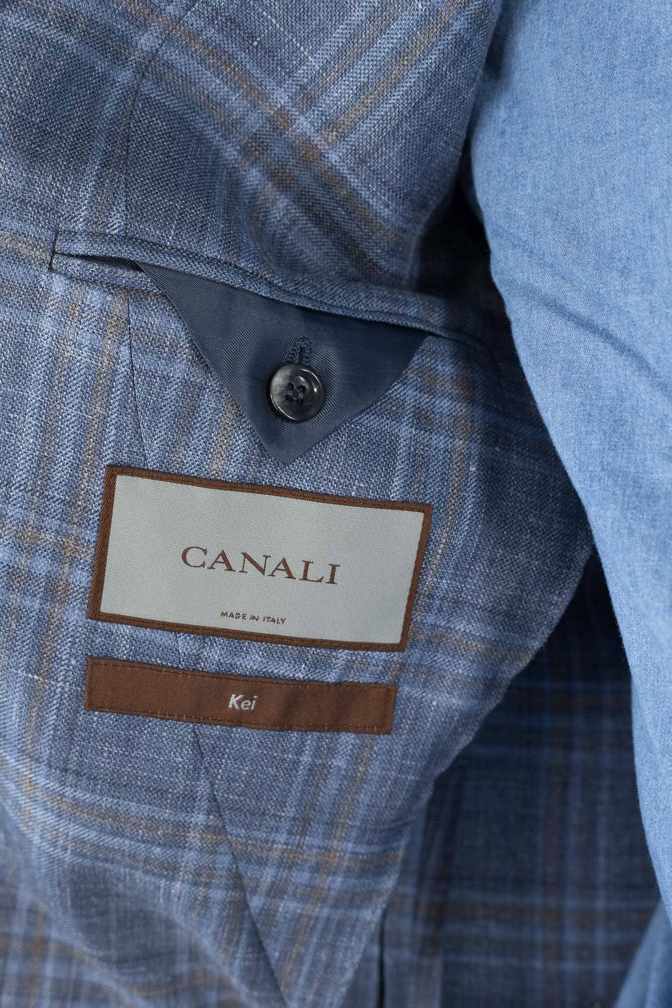 CANALI Giacca "Kei" Principe di Galles Azzurro